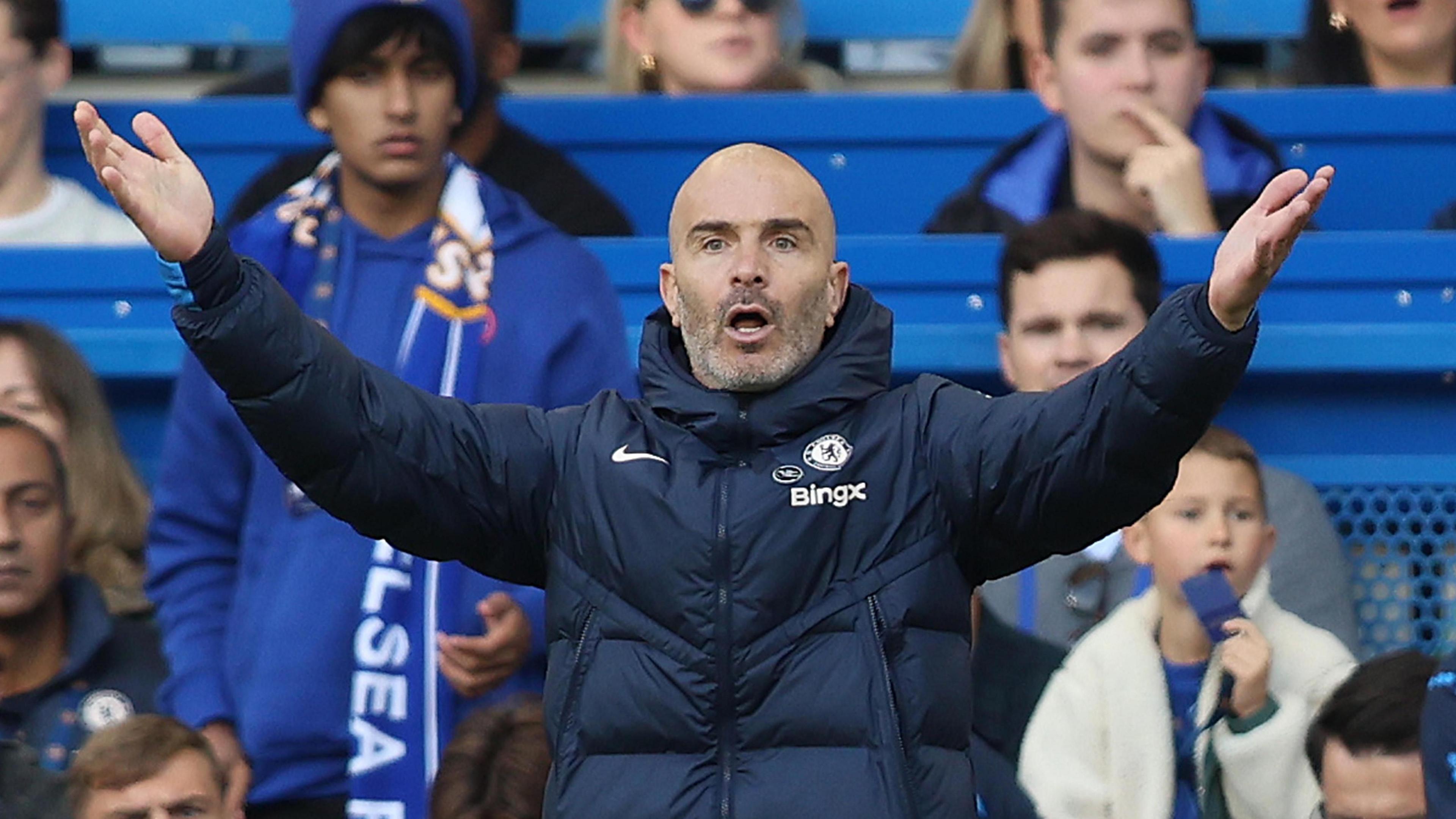 Enzo Maresca gestures on the touchline