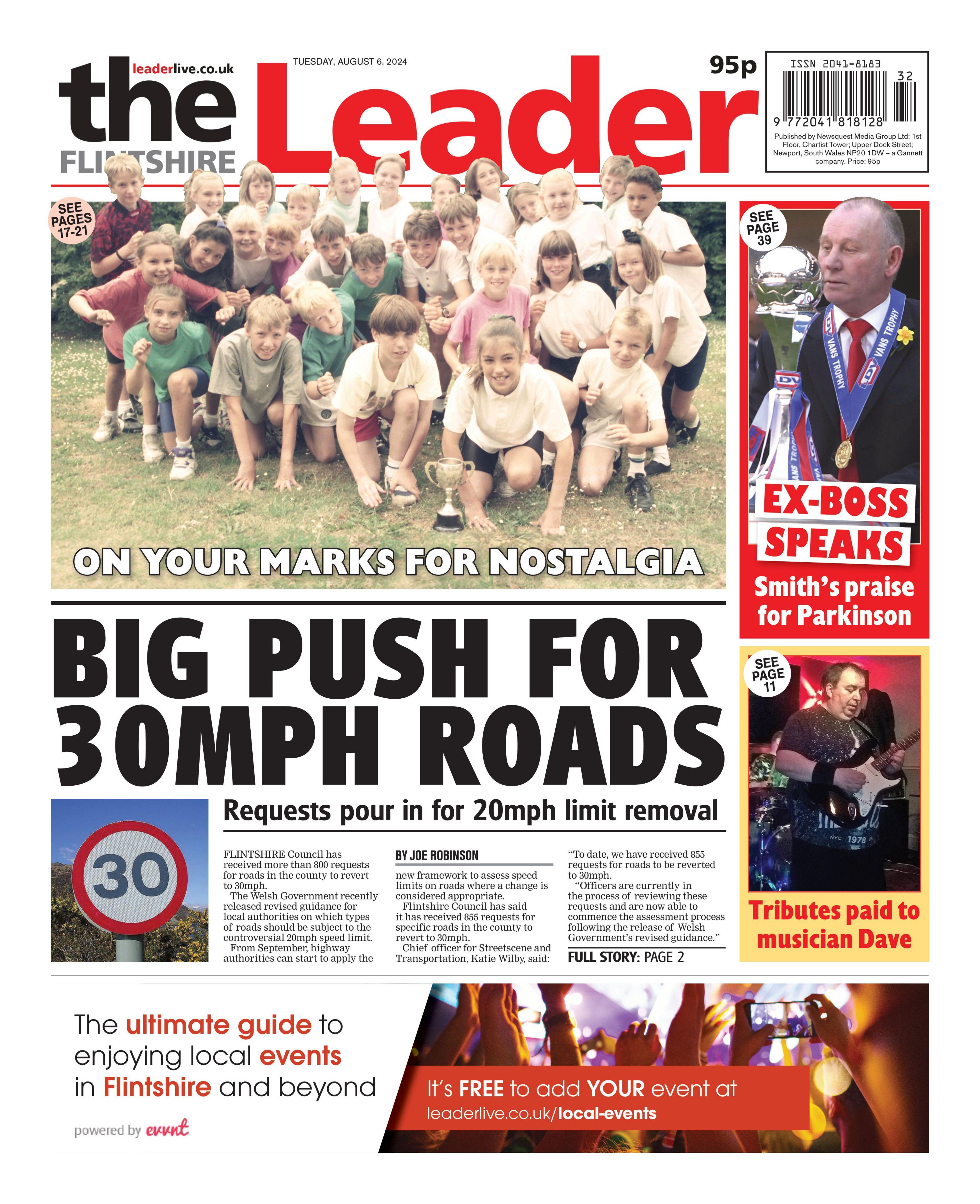 Front page of the Flintshire Leader 