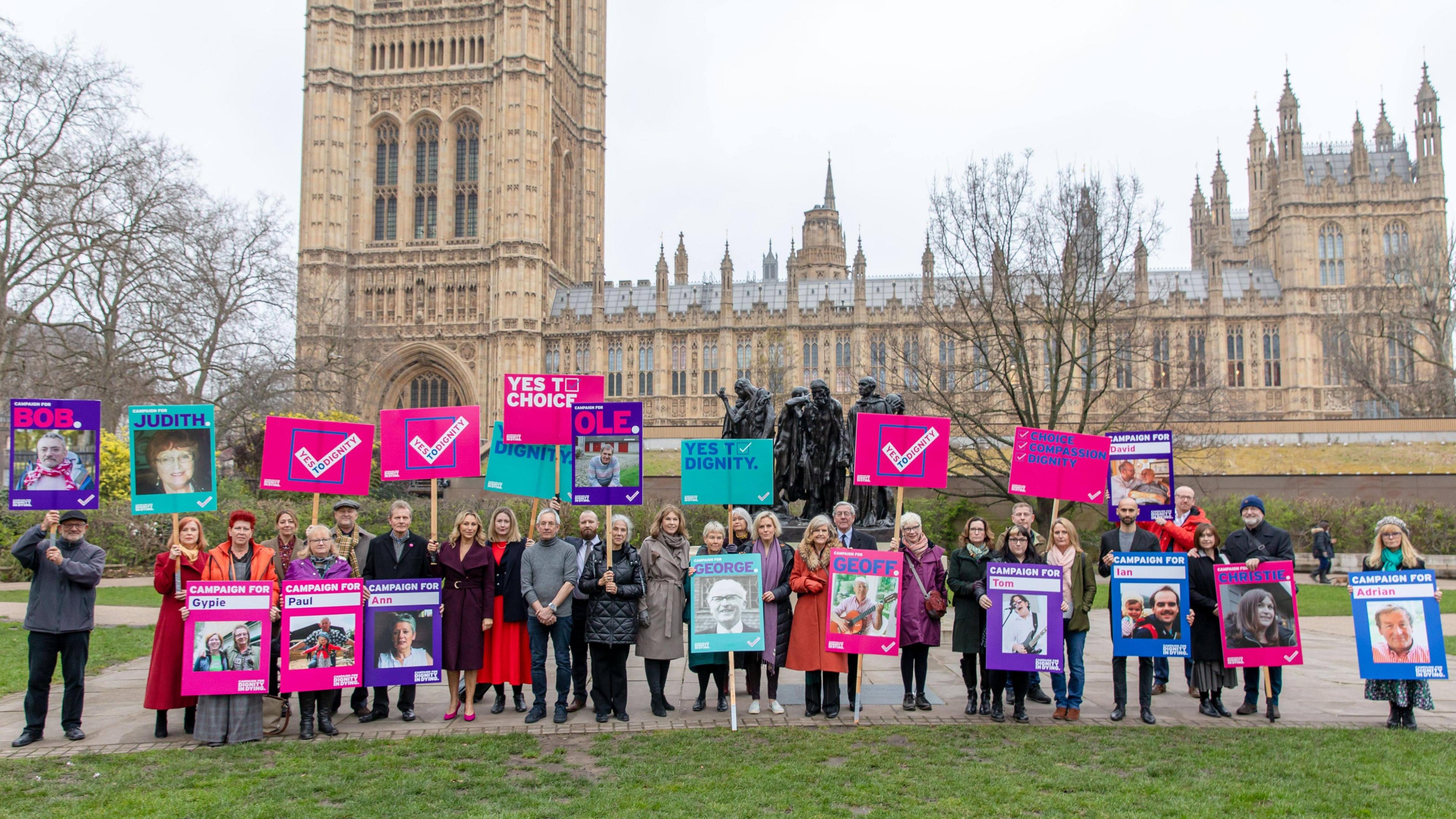 Assisted dying campaigners at Parliament