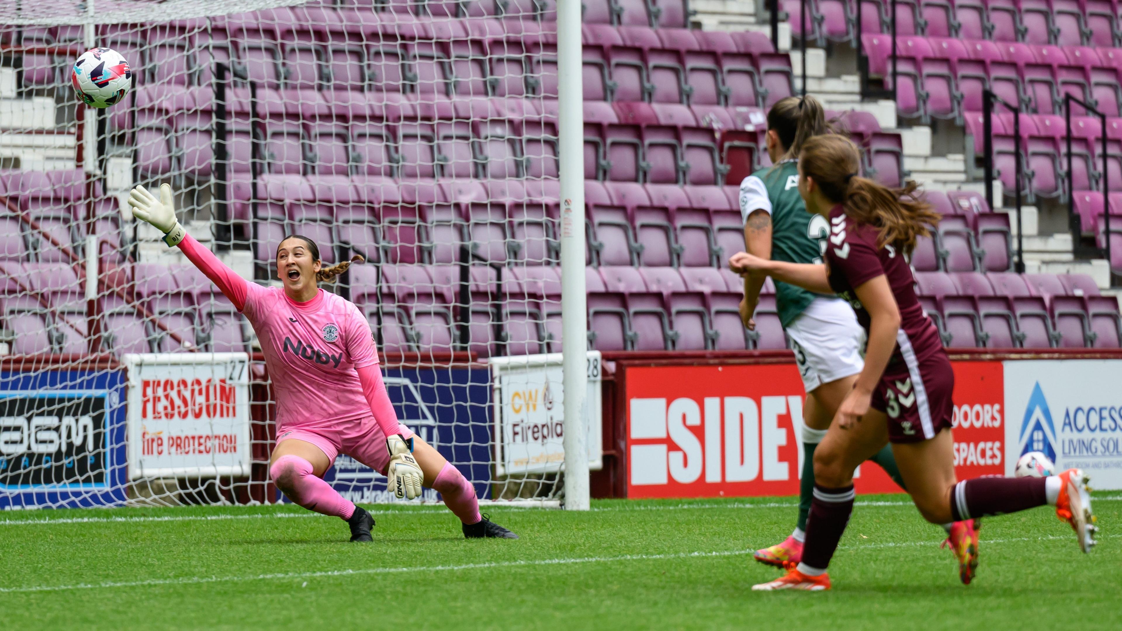 Jessica Husband scores for Hearts against Hibernian