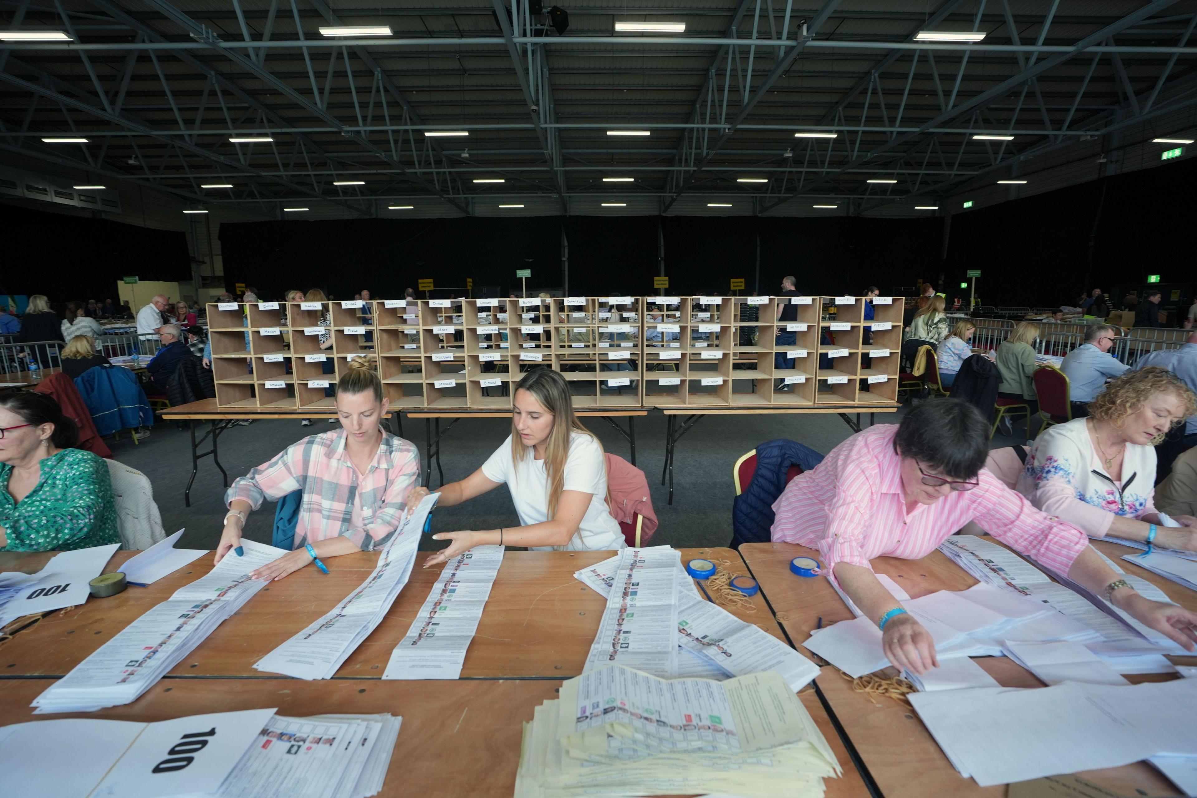 Votes are counted at RDS count centre in Dublin for local and European elections.