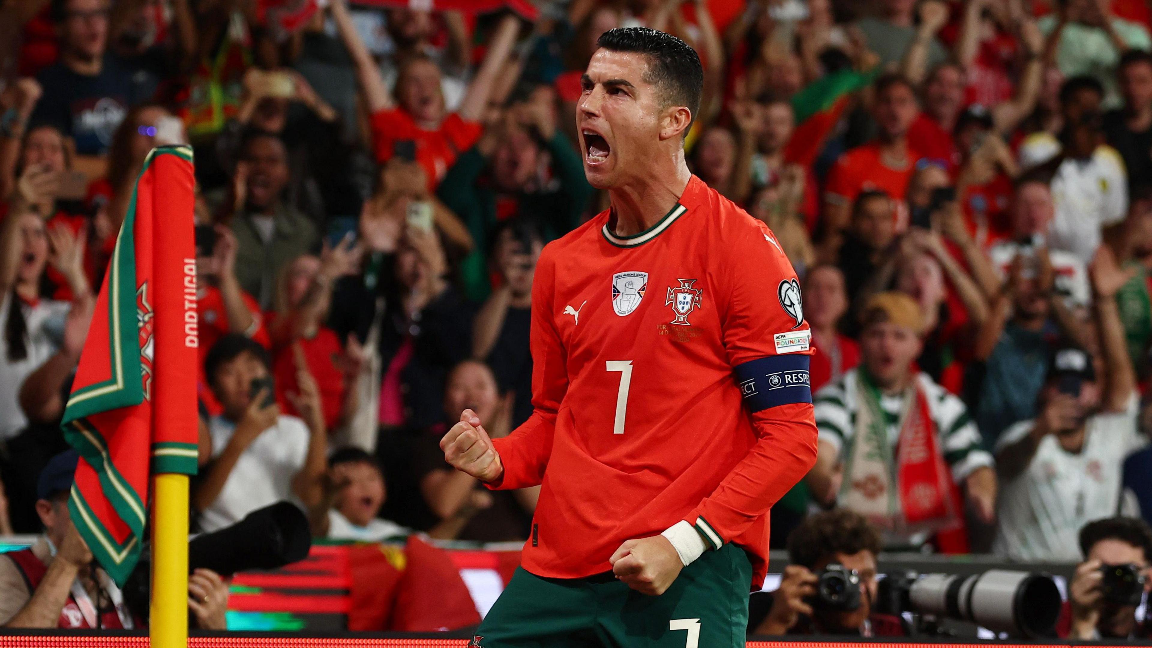 Cristiano Ronaldo celebrates a goal