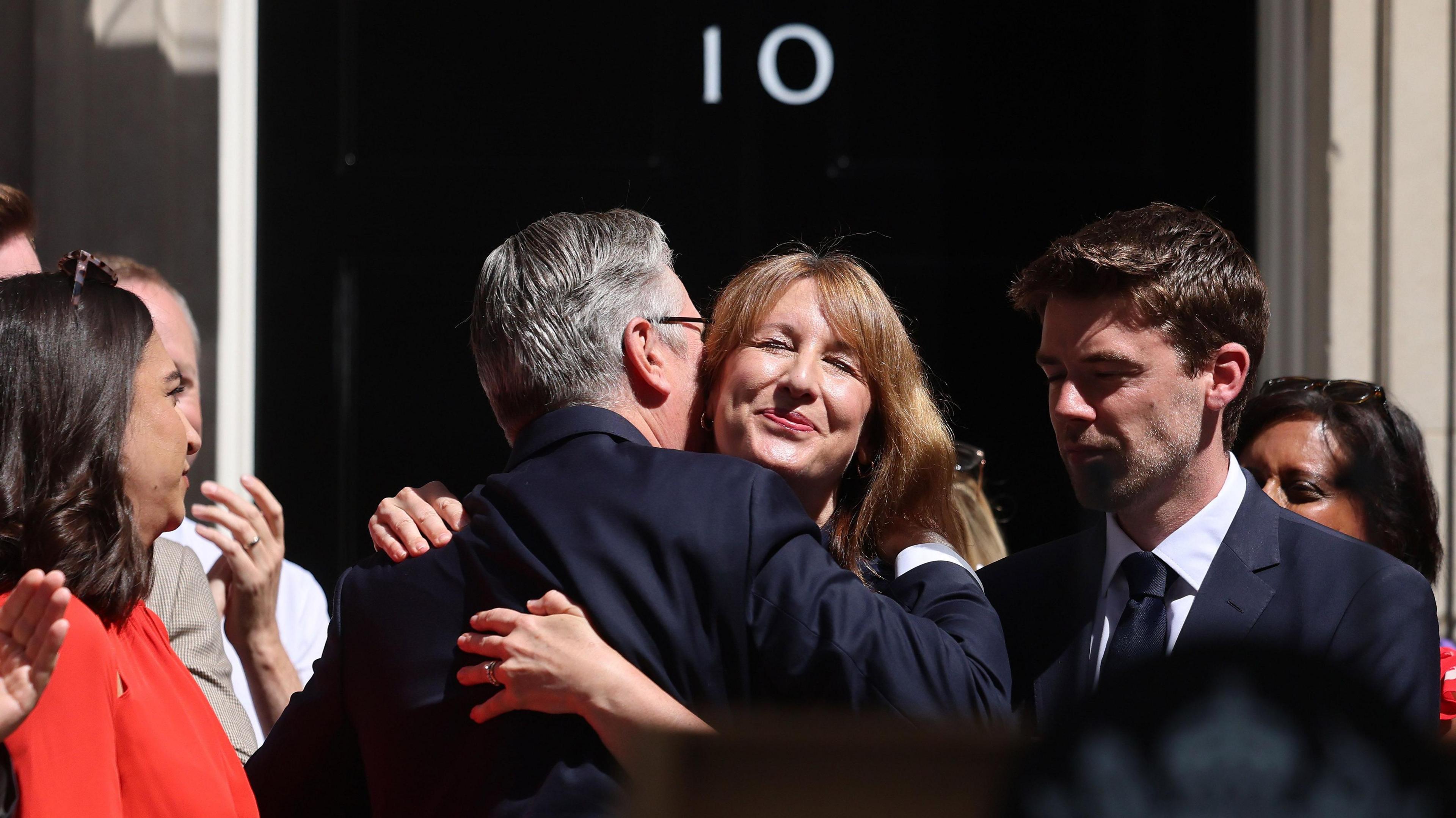Keir Starmer hugs Rachel Reeves outside Downing Street