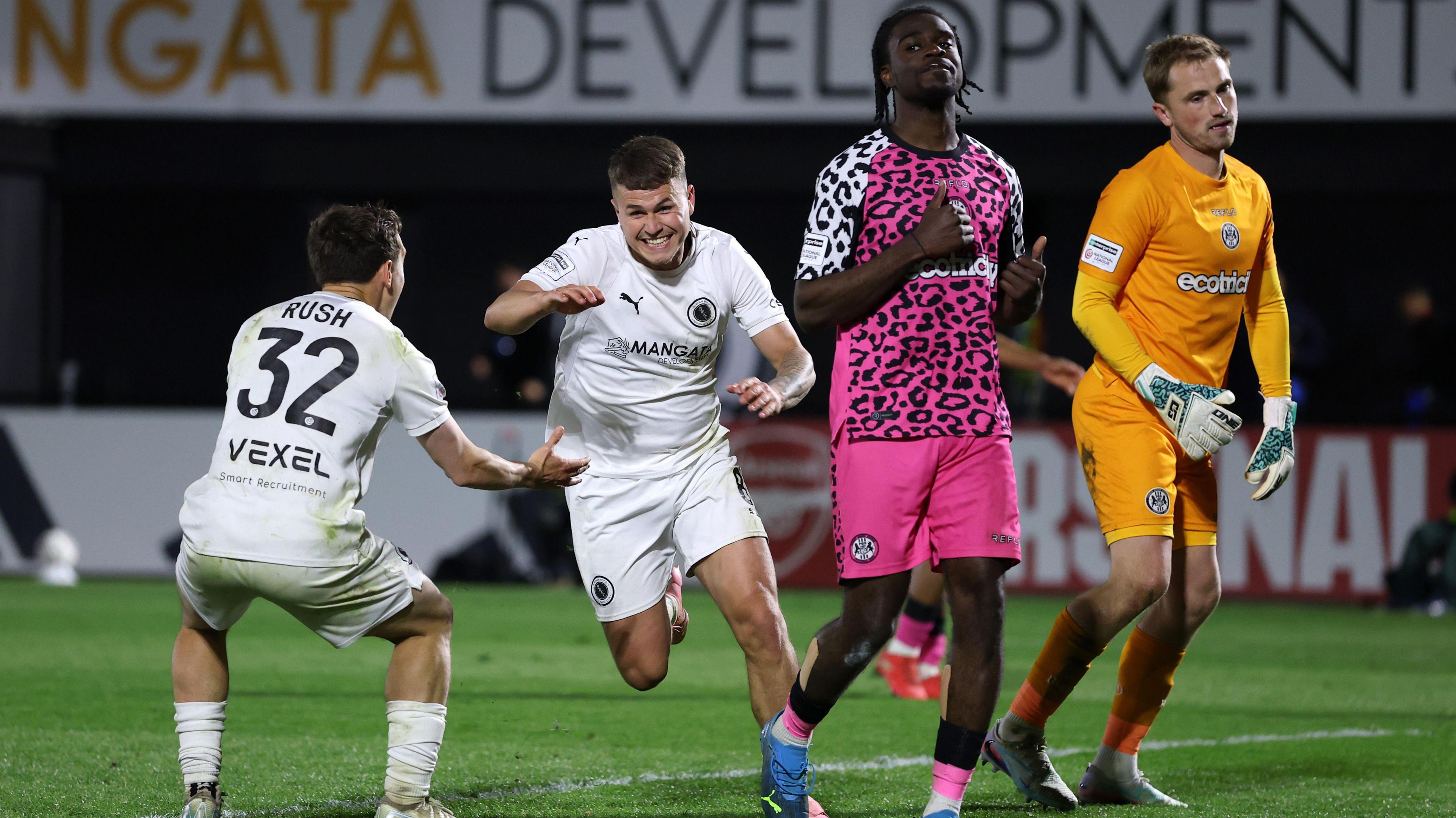 Zak Brunt scoring for Boreham Wood