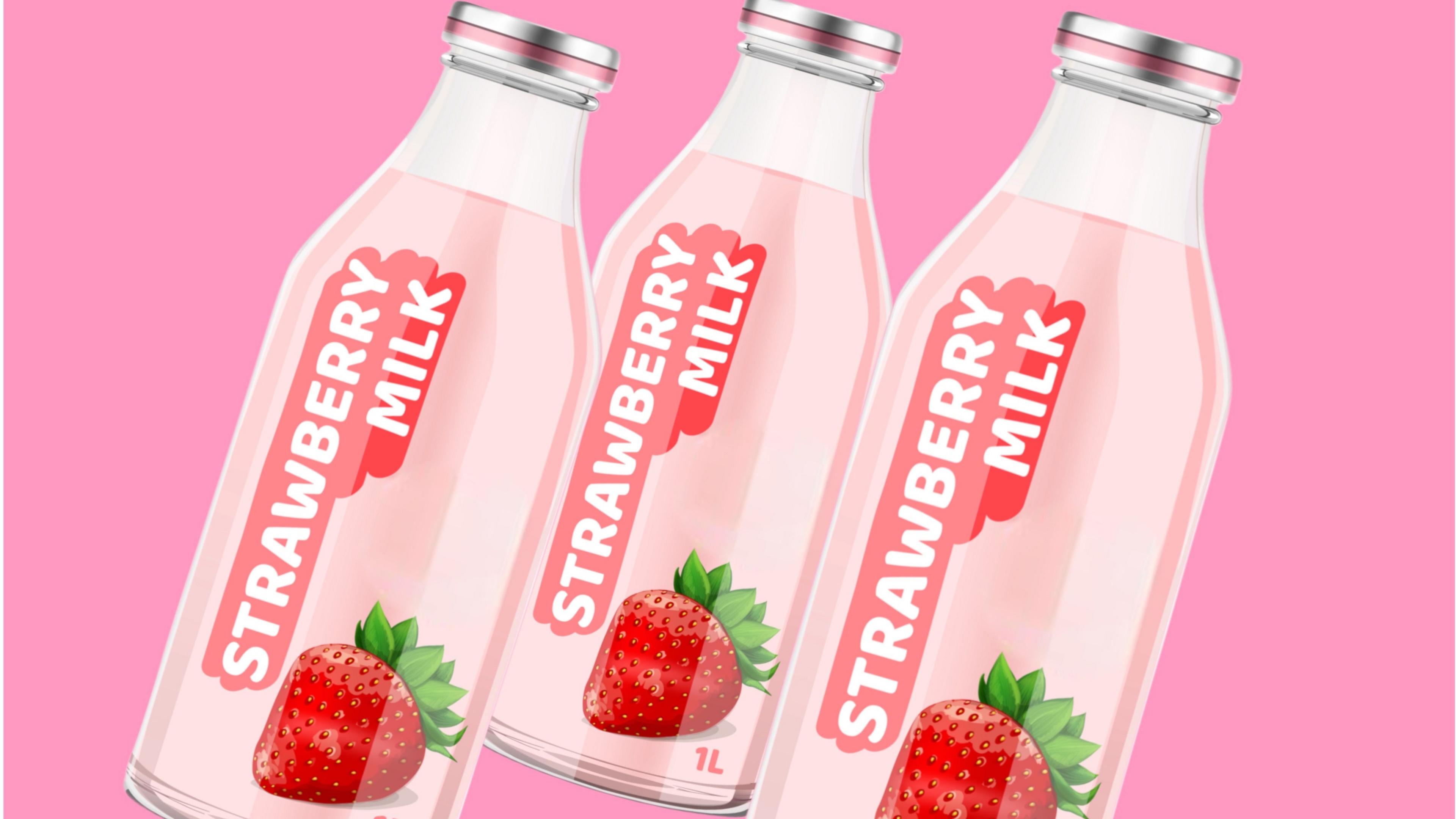 Strawberry milkshake bottles.