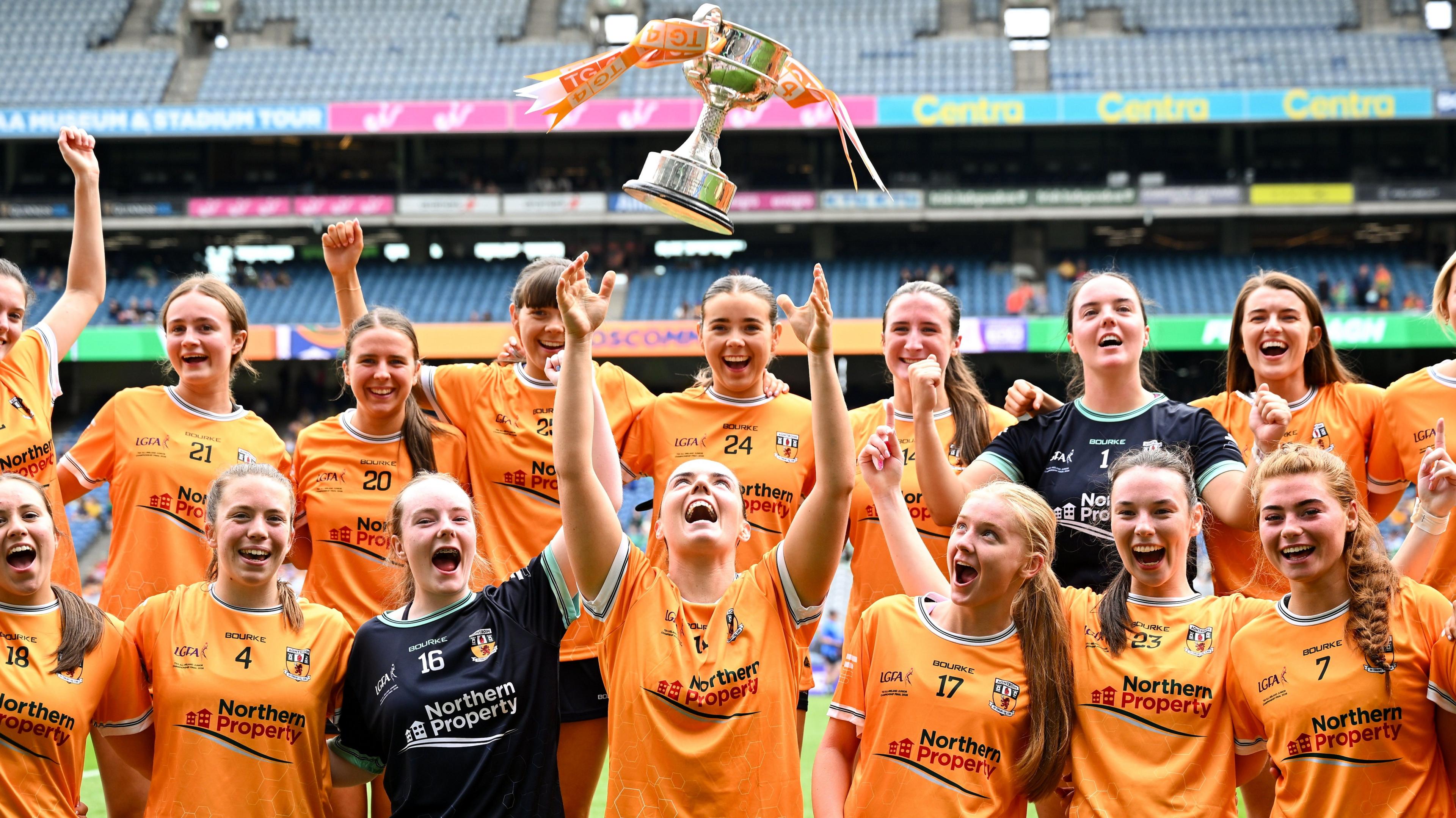 Antrim celebrate winning the Junior All-Ireland title