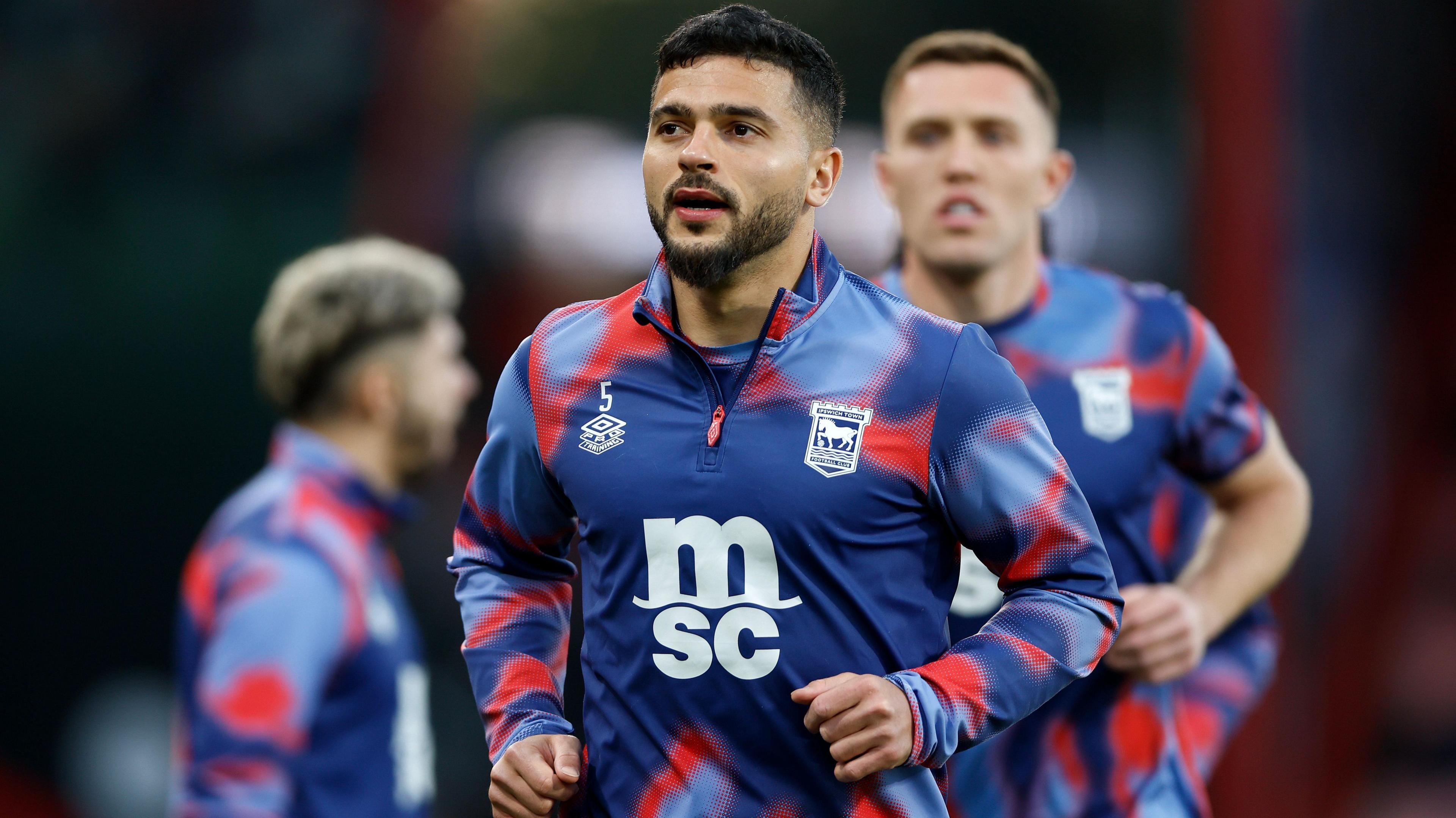 Ipswich Town's Sam Morsy warms up ahead of a Premier League match