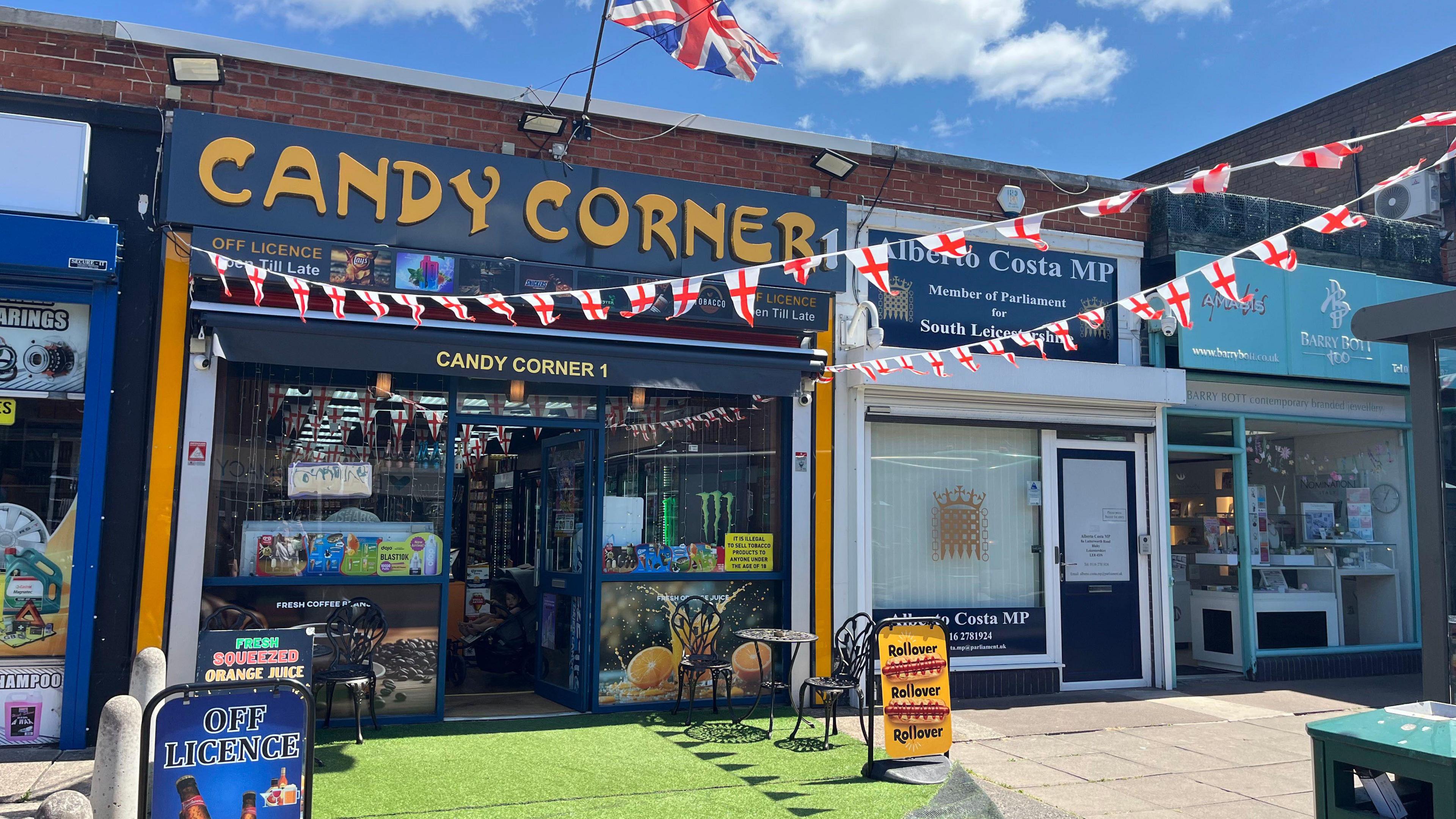 The Candy Corner off-licence next to the local MP's office. 
