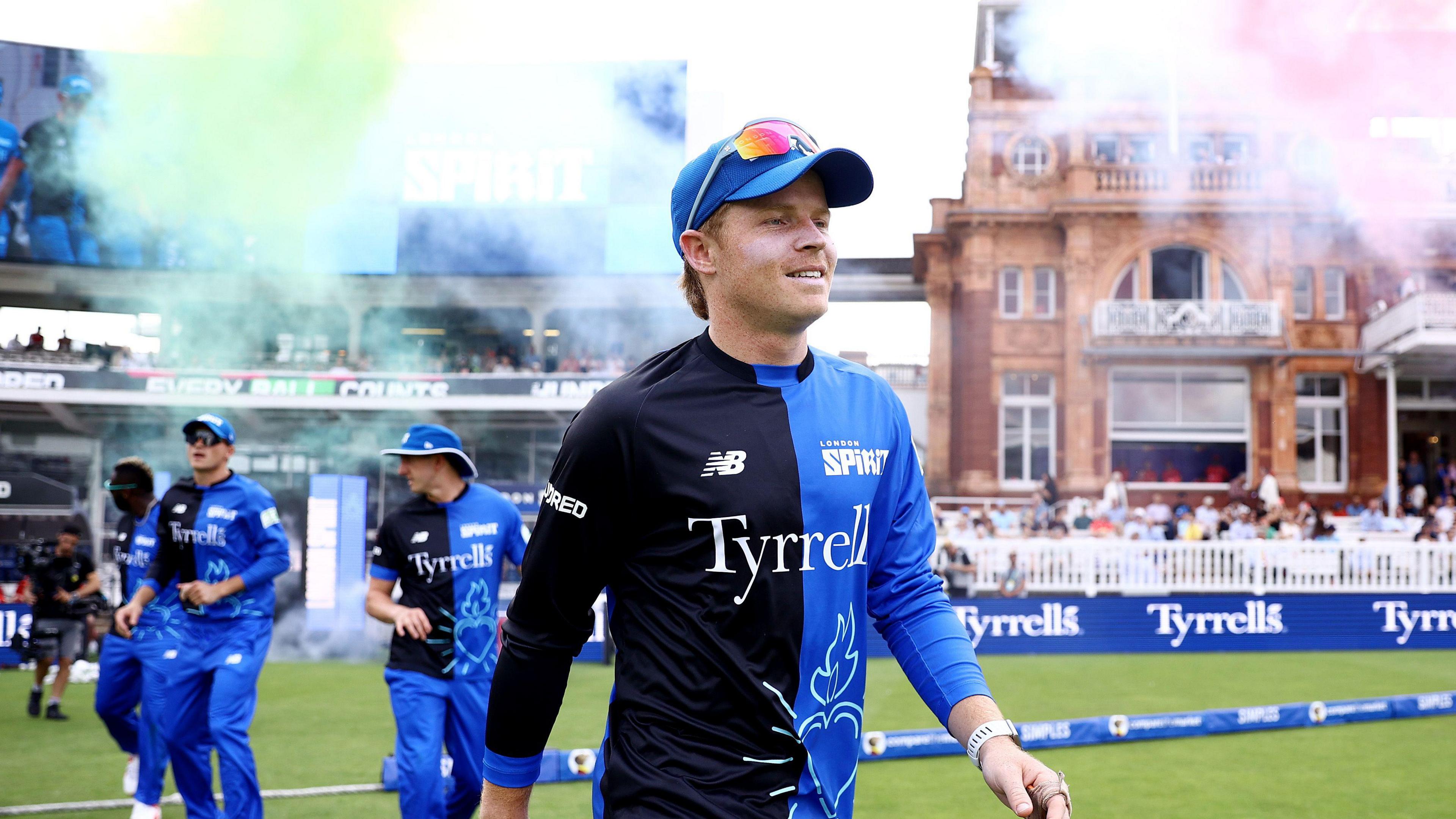 Ollie Pope walks out at Lord's with his London Spirit team-mates during a match in the 2024 edition of The Hundred