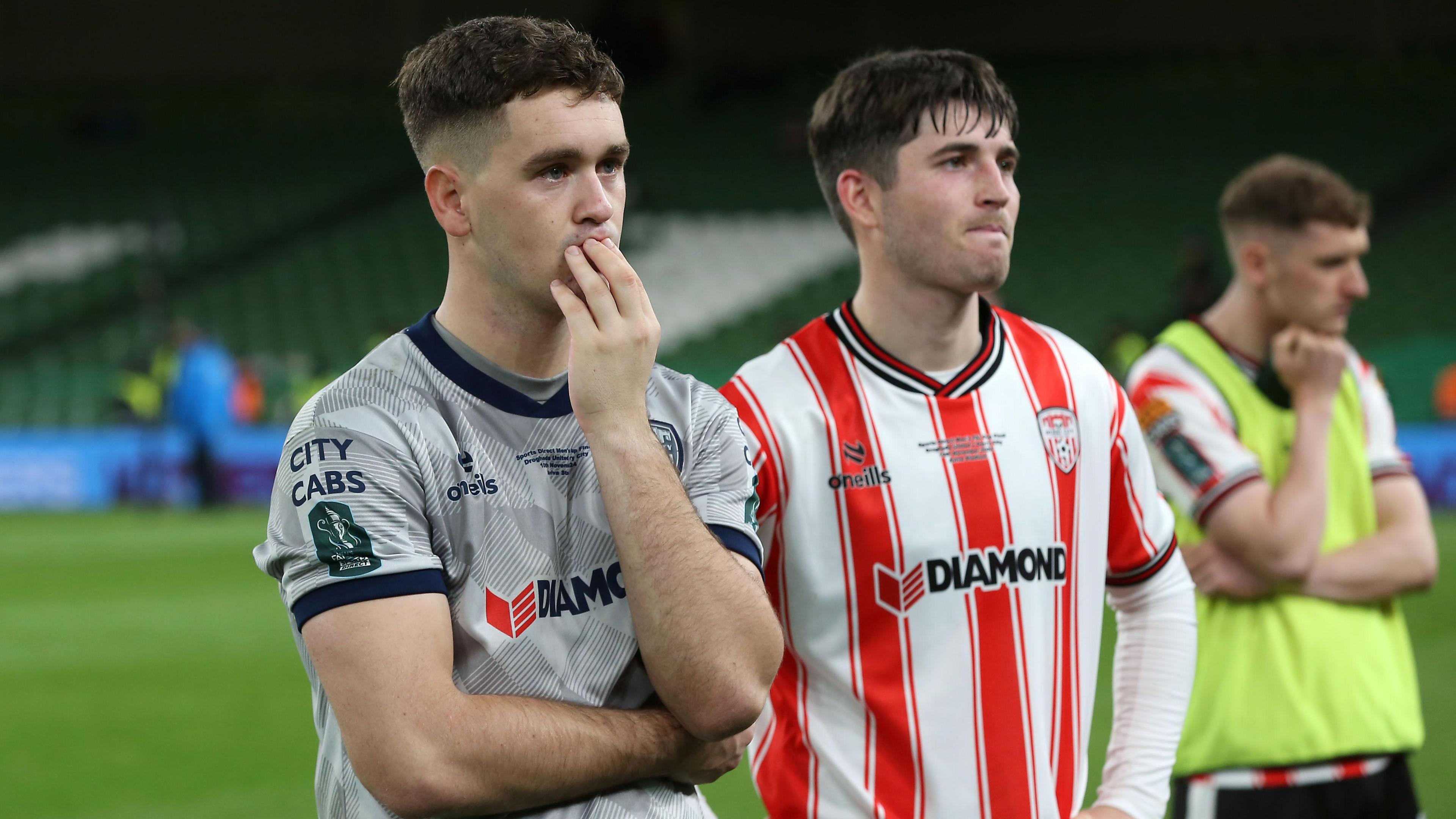 Brian Maher and Colm Whelan dejected after the game 