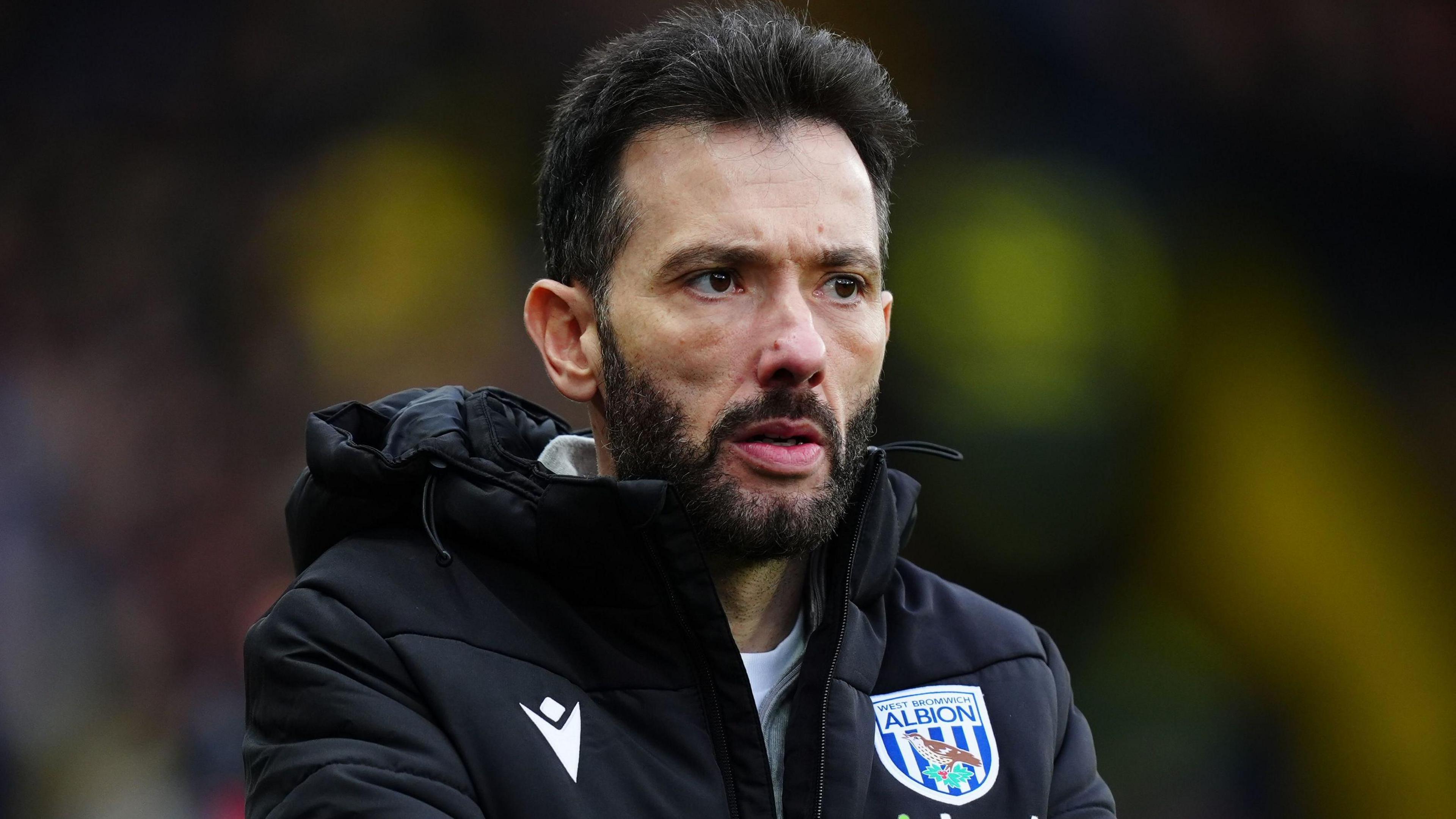 Carlos Corberan during a game as West Brom head coach