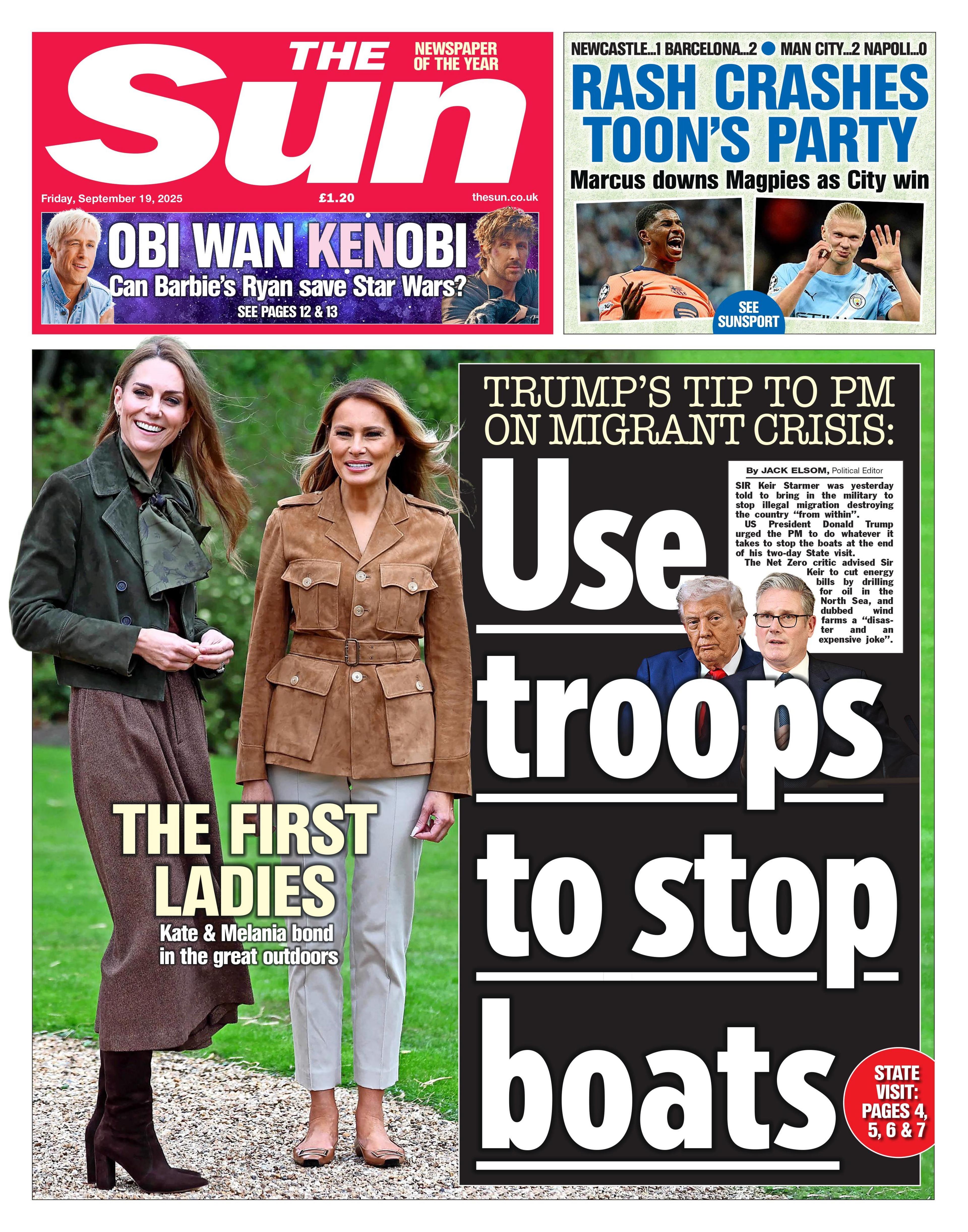 "Use troops to stop boats" reads the headline of The Sun.