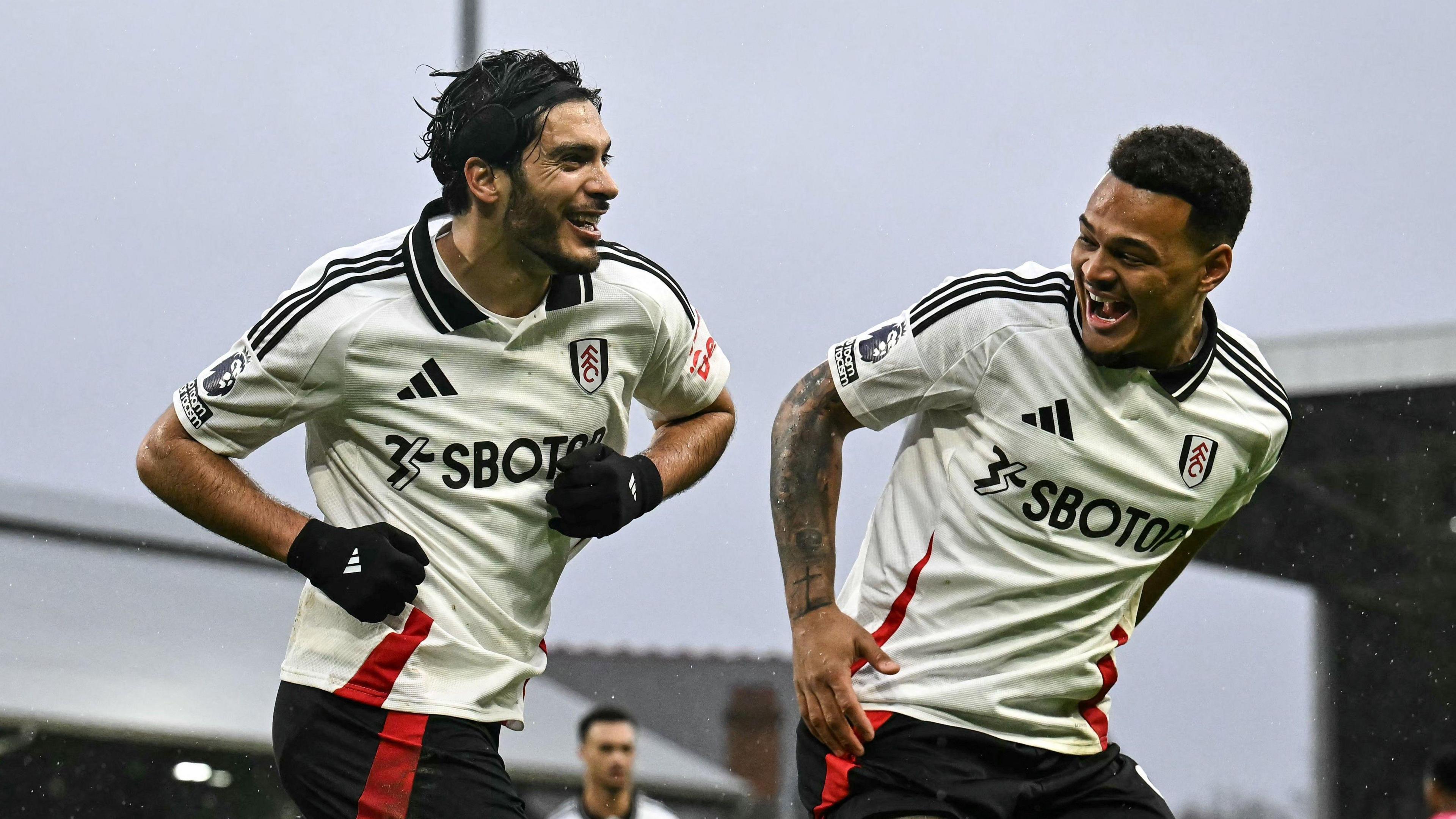 Fulham's Raul Jimenez celebrates scoring his first penalty against Ipswich in the Premier League