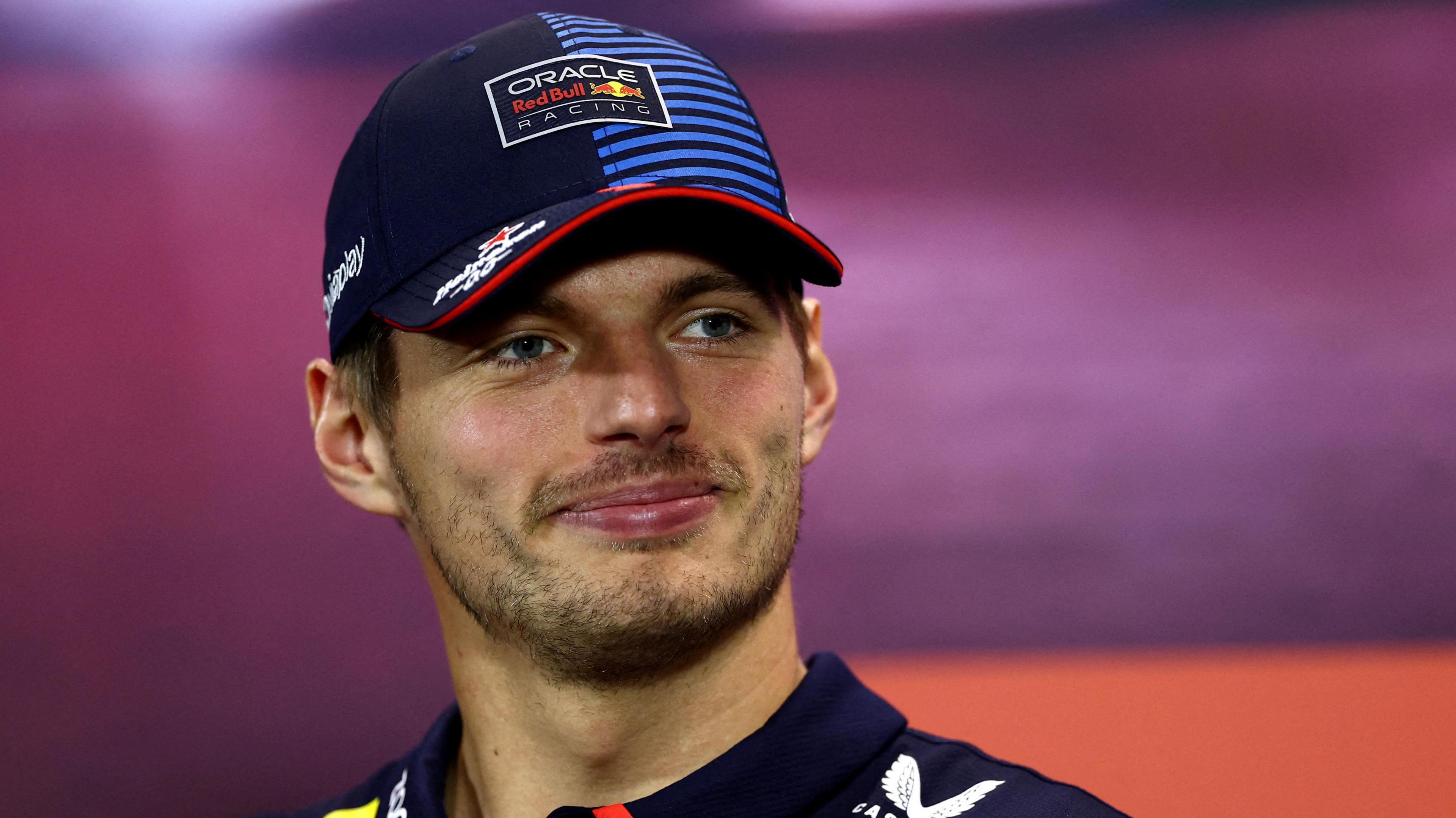 Max Verstappen pictured in Thursday's official news conference before the Singapore Grand Prix