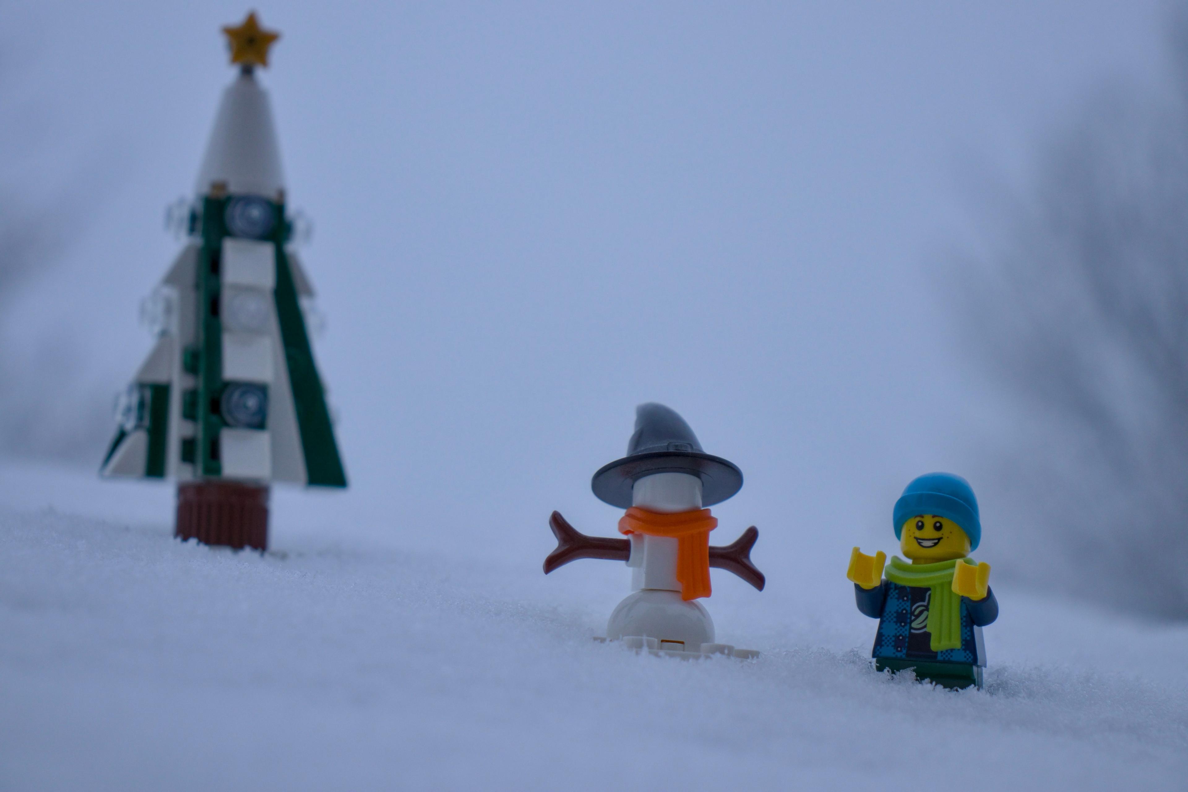 Lego characters in a snowy landscape