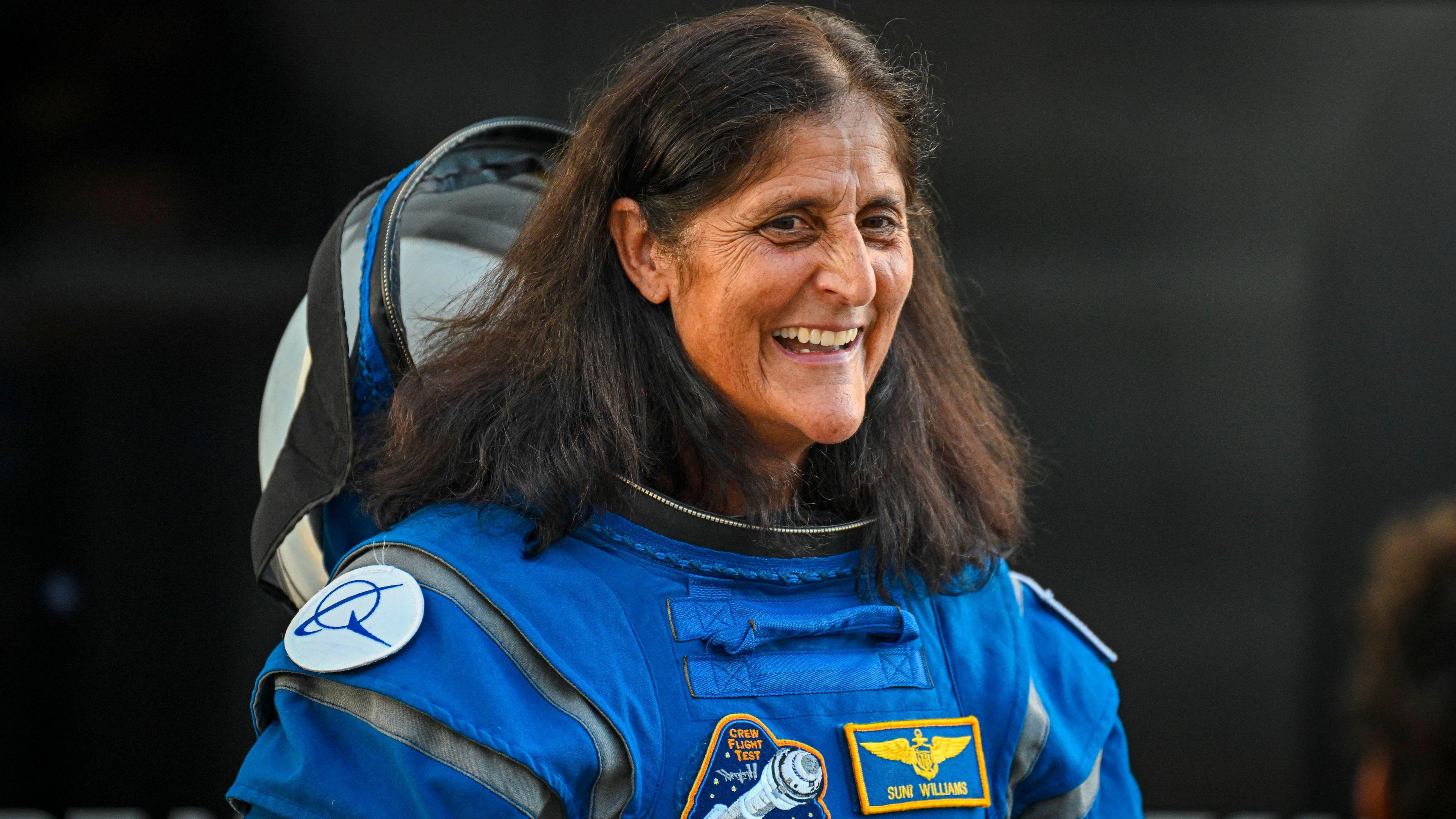 Astronaut Sunita Williams wearing Boeing spacesuit