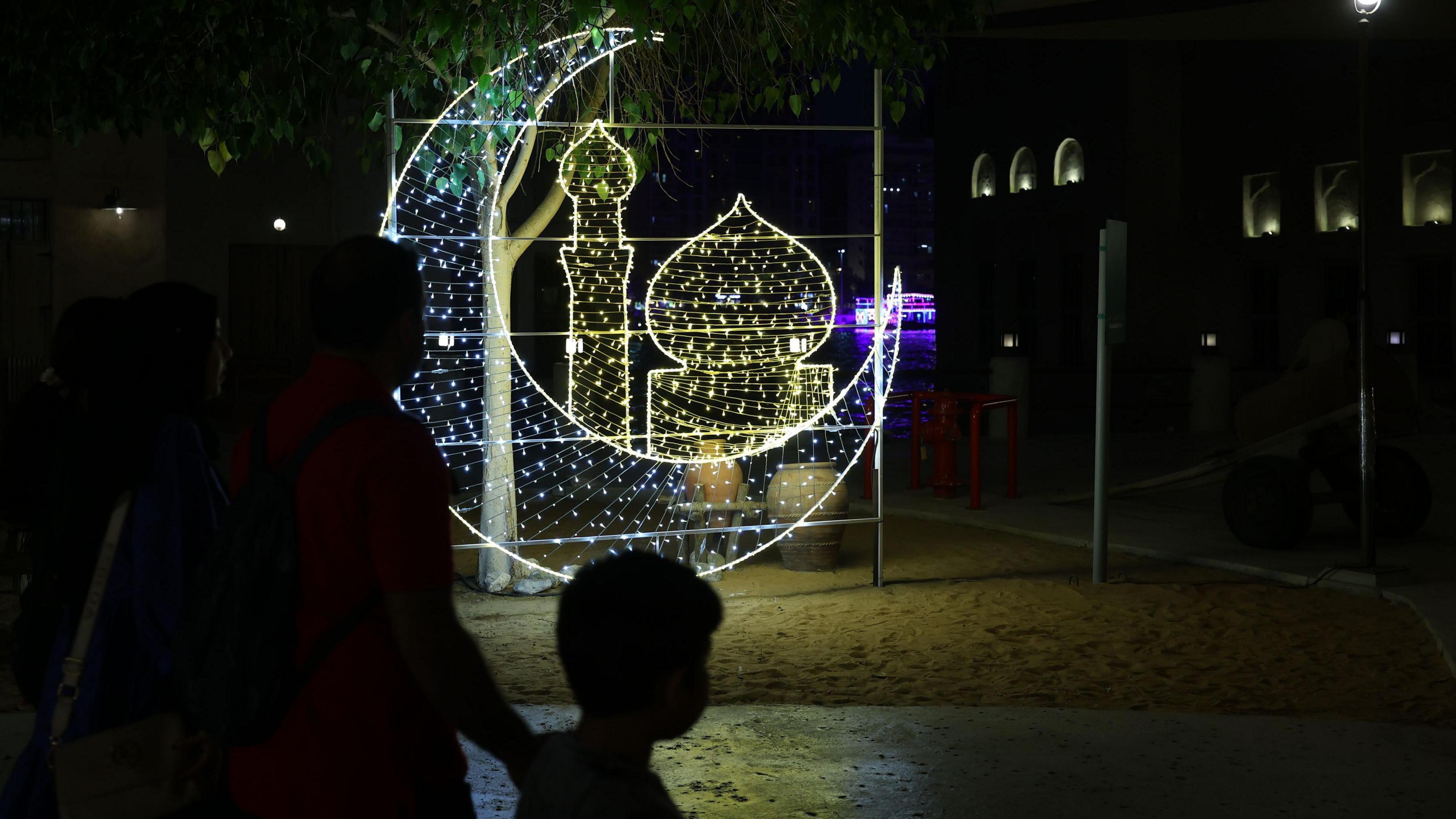 The Dubai Old Souk (traditional market) decorated with lights in preparation for the Muslim holy month of Ramadan in the Gulf emirate of Dubai, United Arab Emirates, 23 February 2025. 