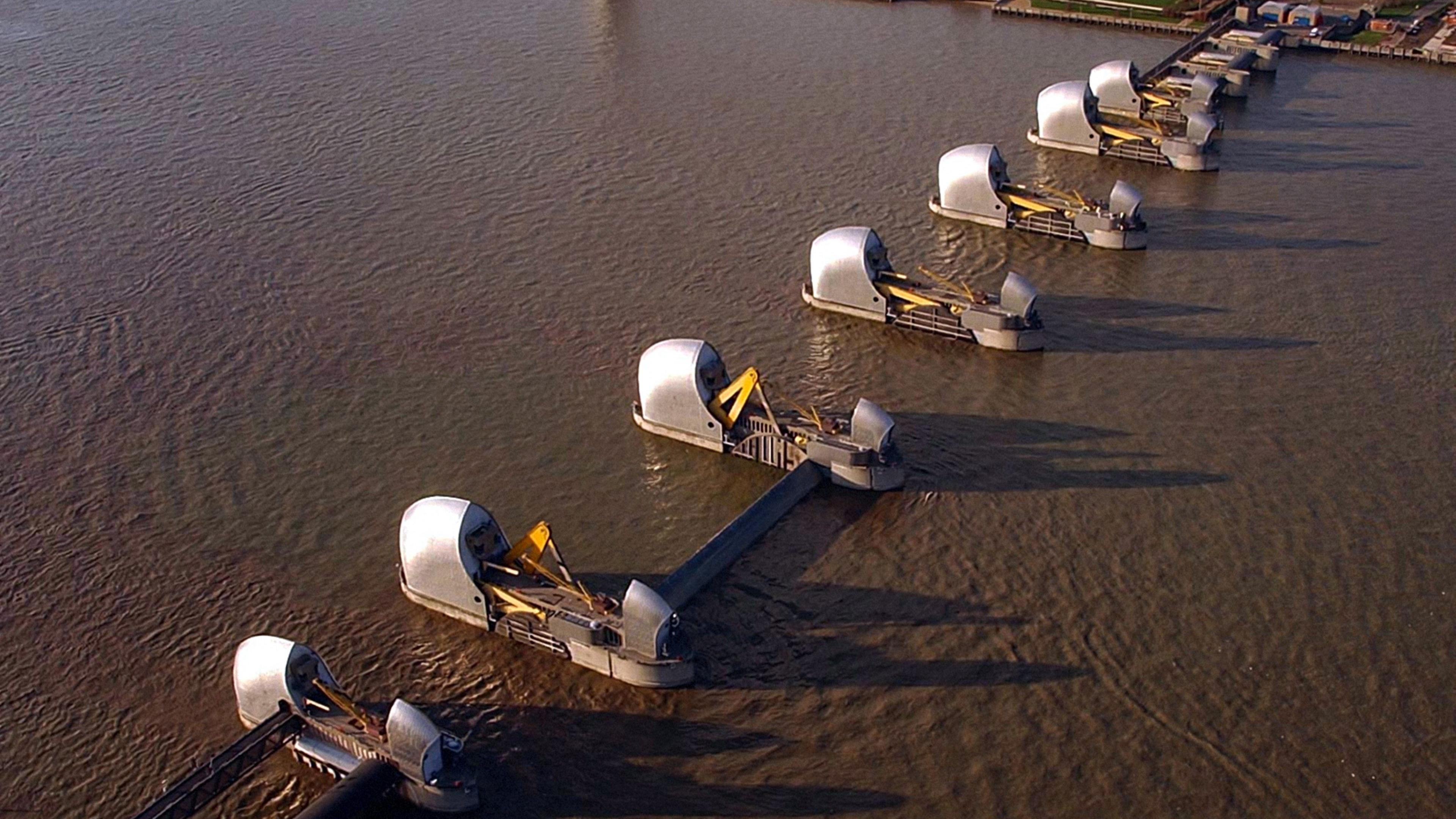 Aerial view of the Thames Barrier