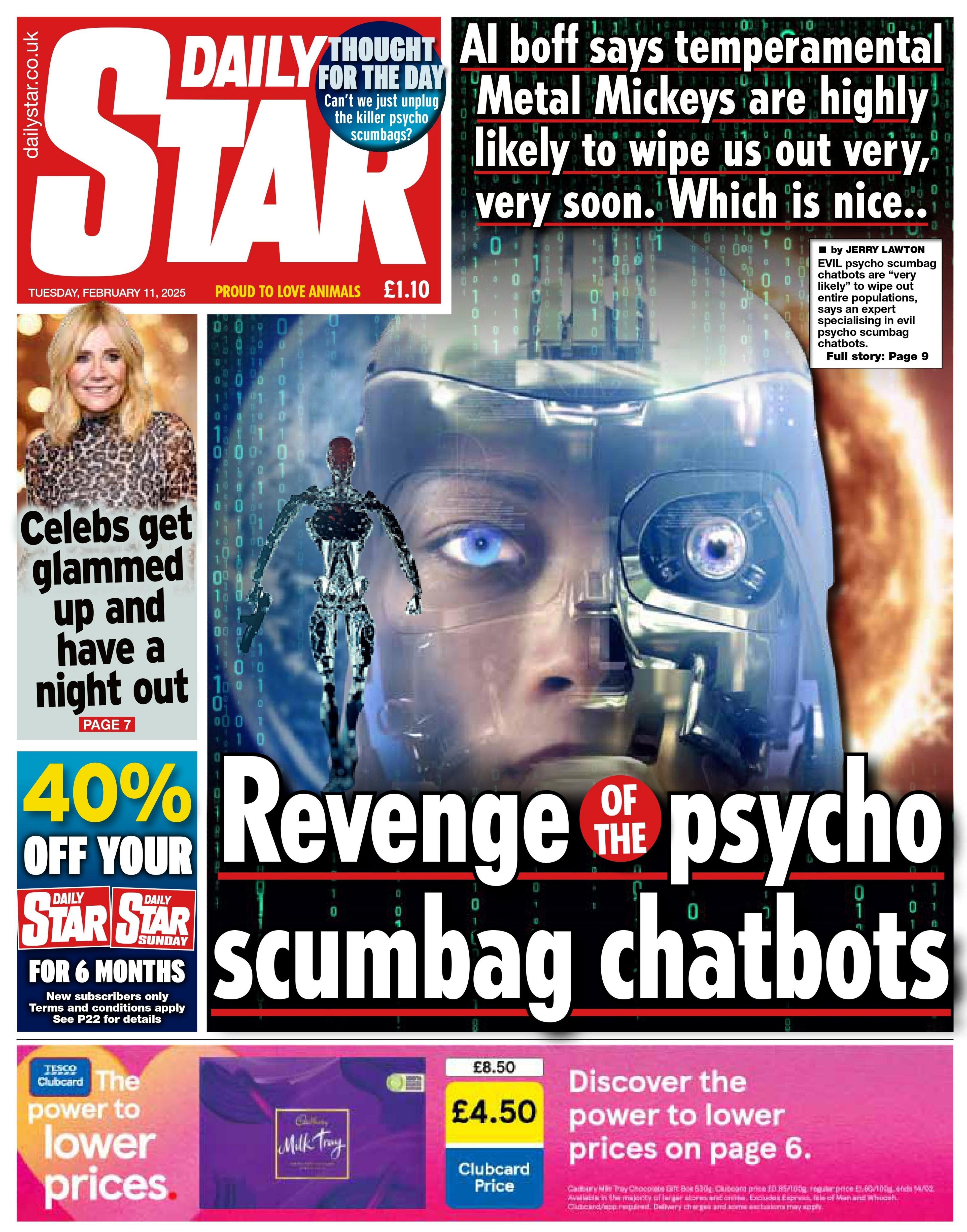 Daily Star: Revenge of the psycho scumbag chatbots