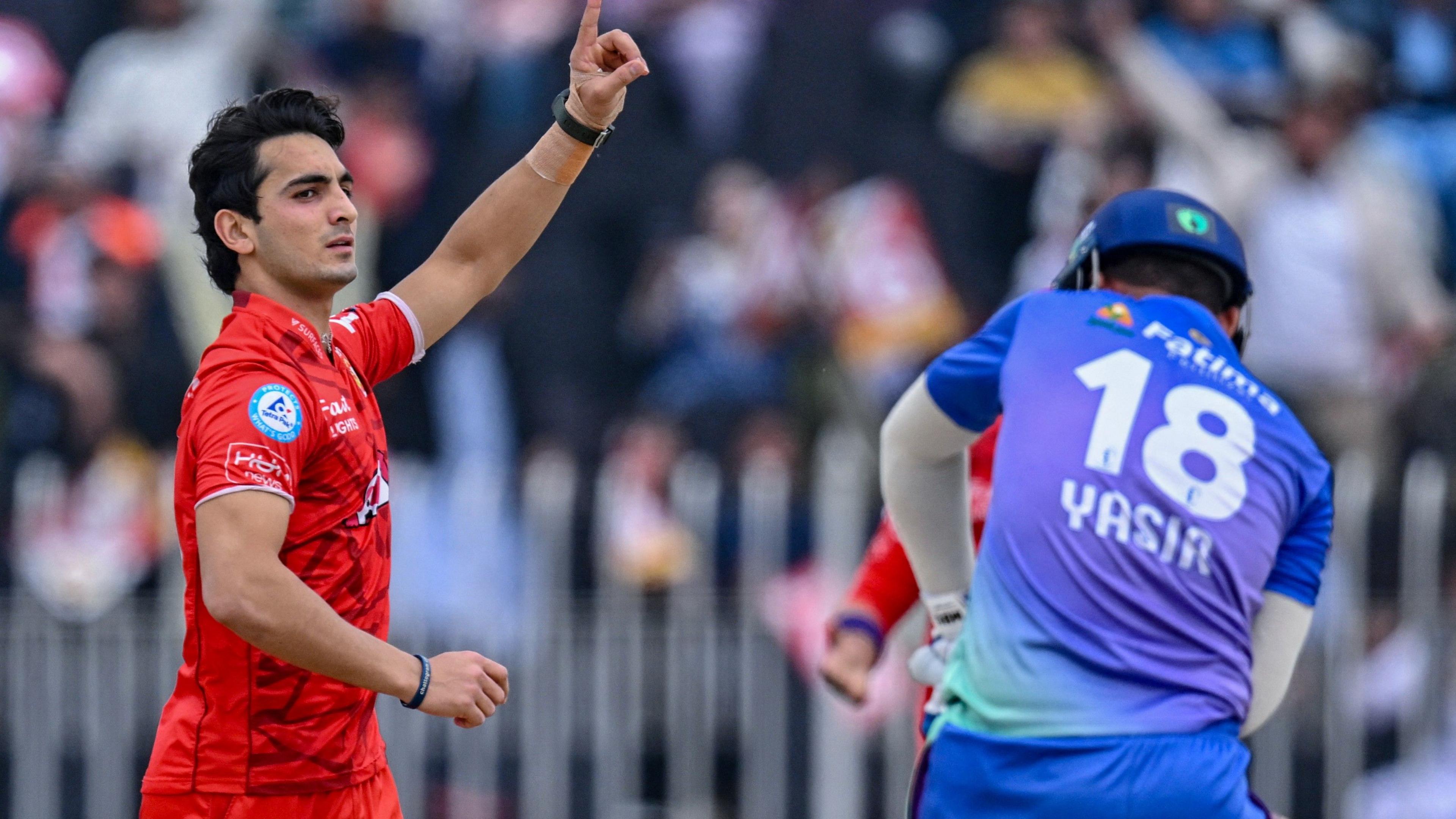 Hunain Shah celebrates a wicket in the 2024 PSL