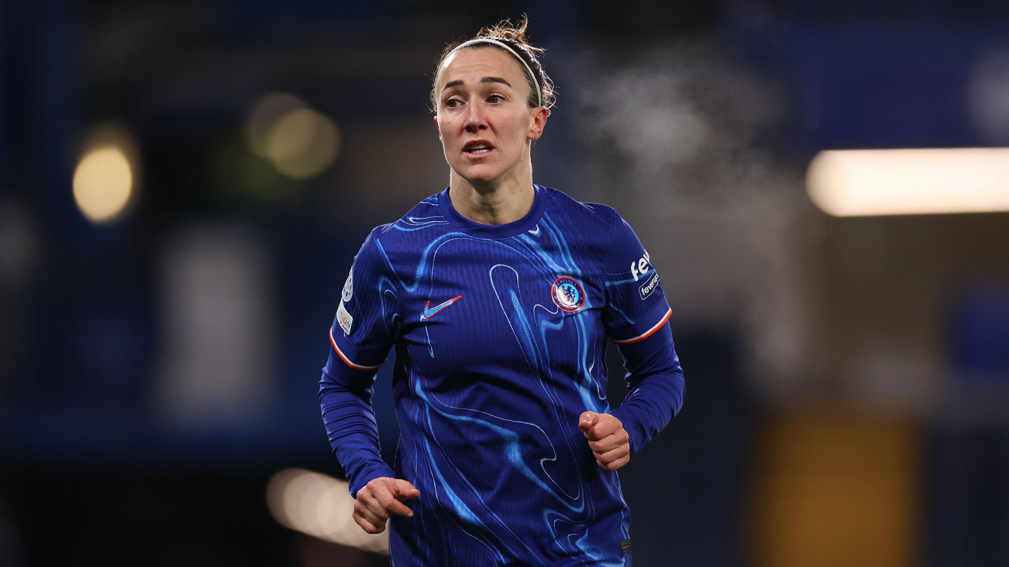 Lucy Bronze reacts during the UEFA Women's Champions League match between Chelsea FC and Celtic FC at Stamford Bridge