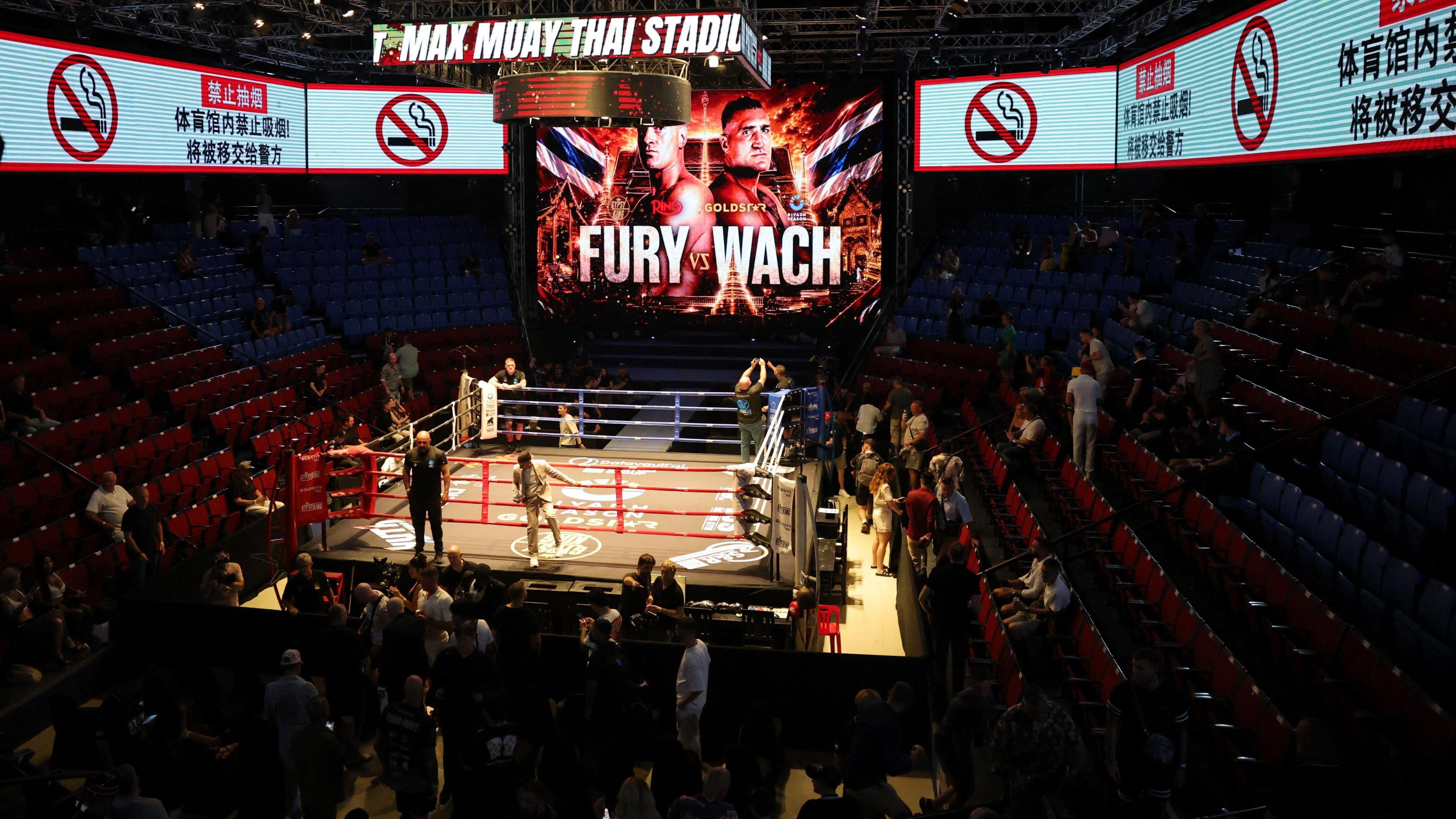 A general view of a boxing ring inside Max Muay Thai Stadium in Pattaya