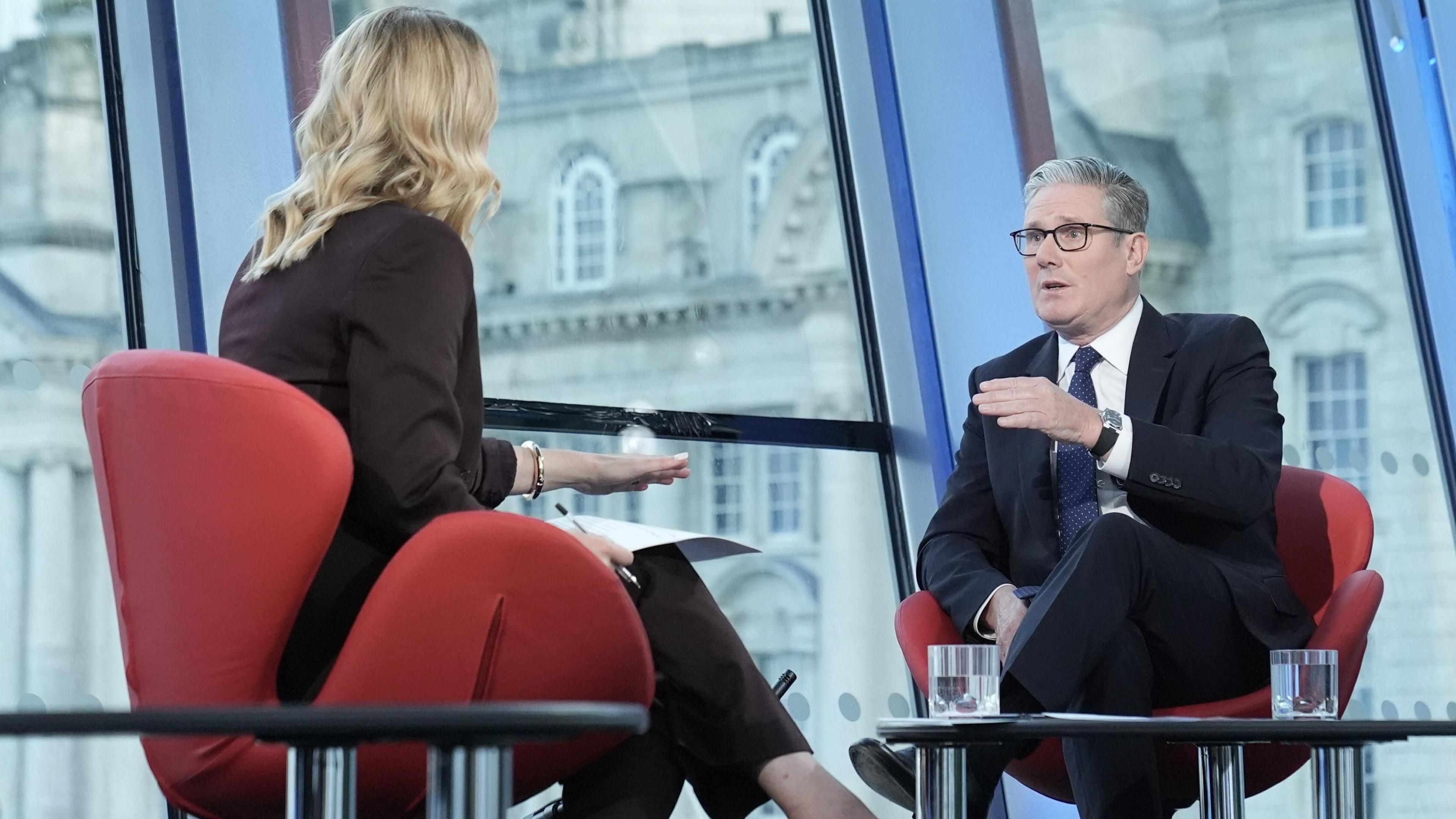 Keir Starmer in a sit-down interview with the BBC's Laura Kuenssberg