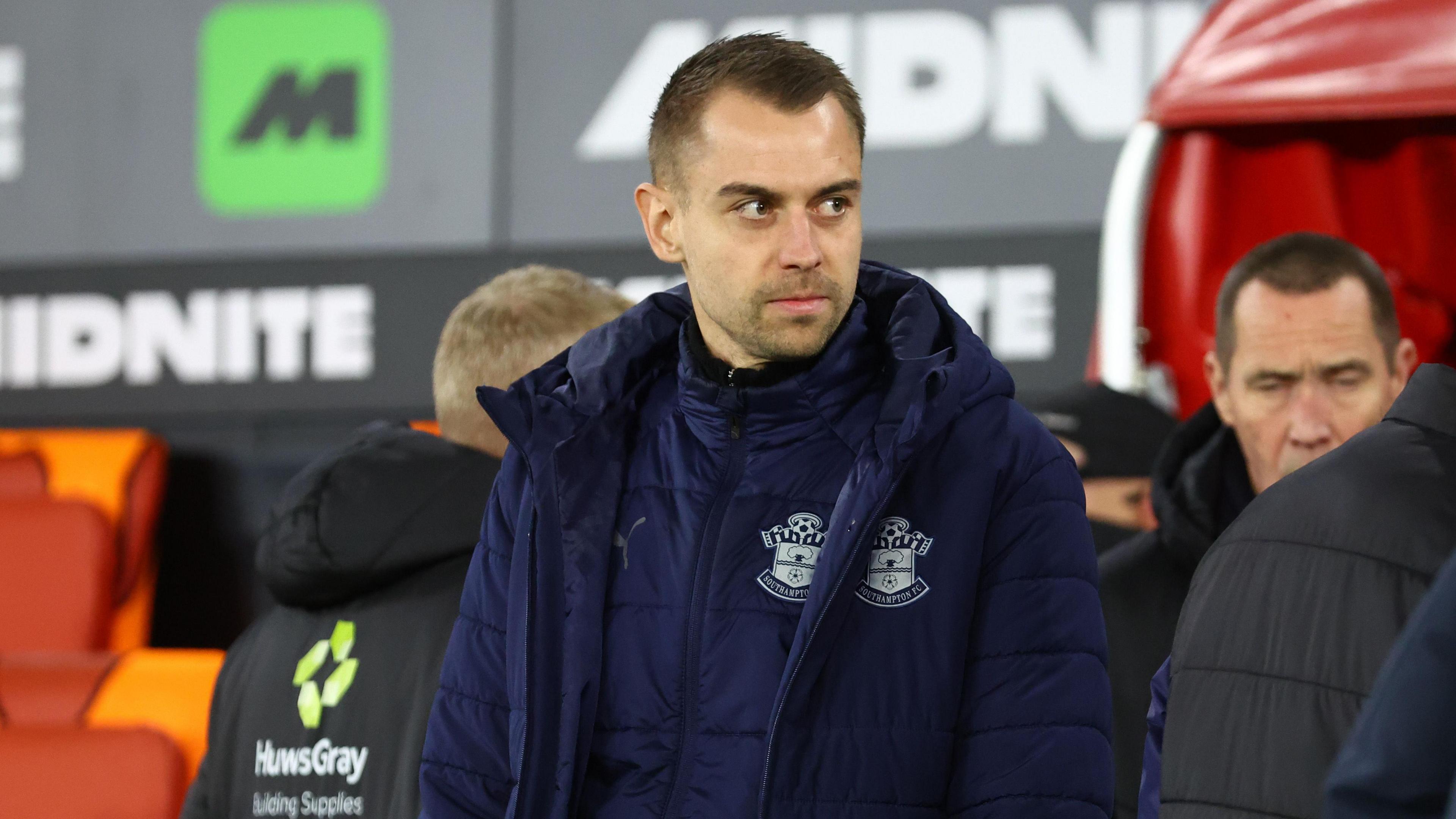 Southampton boss Tonda Eckert looks on from the touchline at St Mary's
