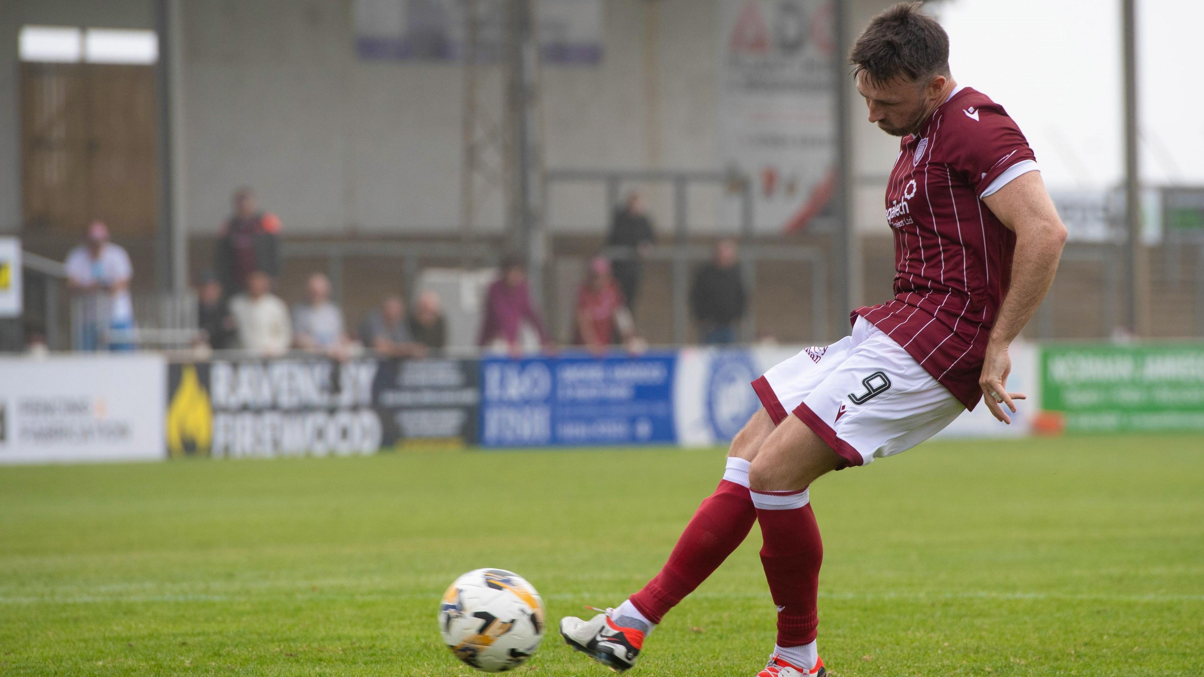 Calum Gallagher converts a penalty for Arbroath