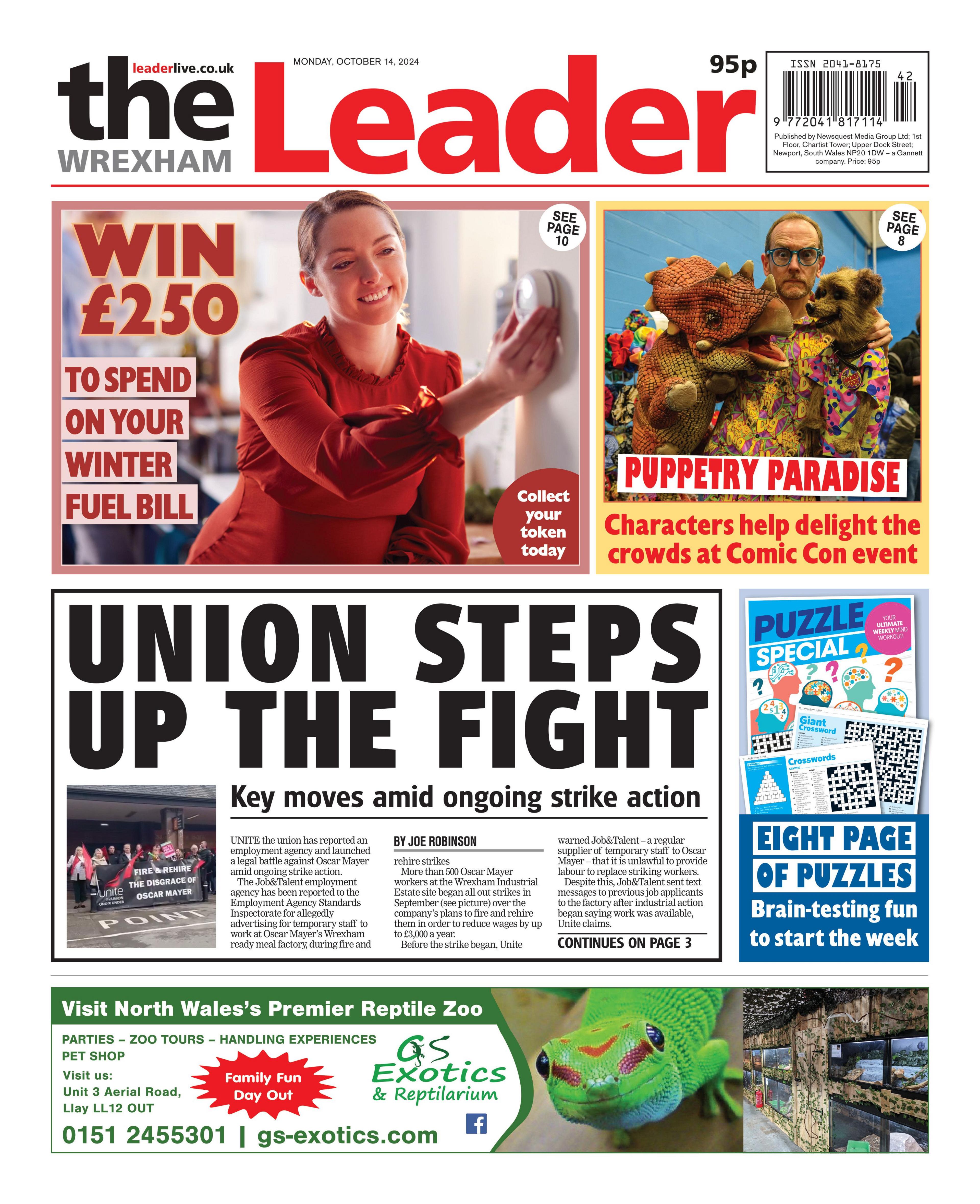 Front page of The Wrexham Leader 