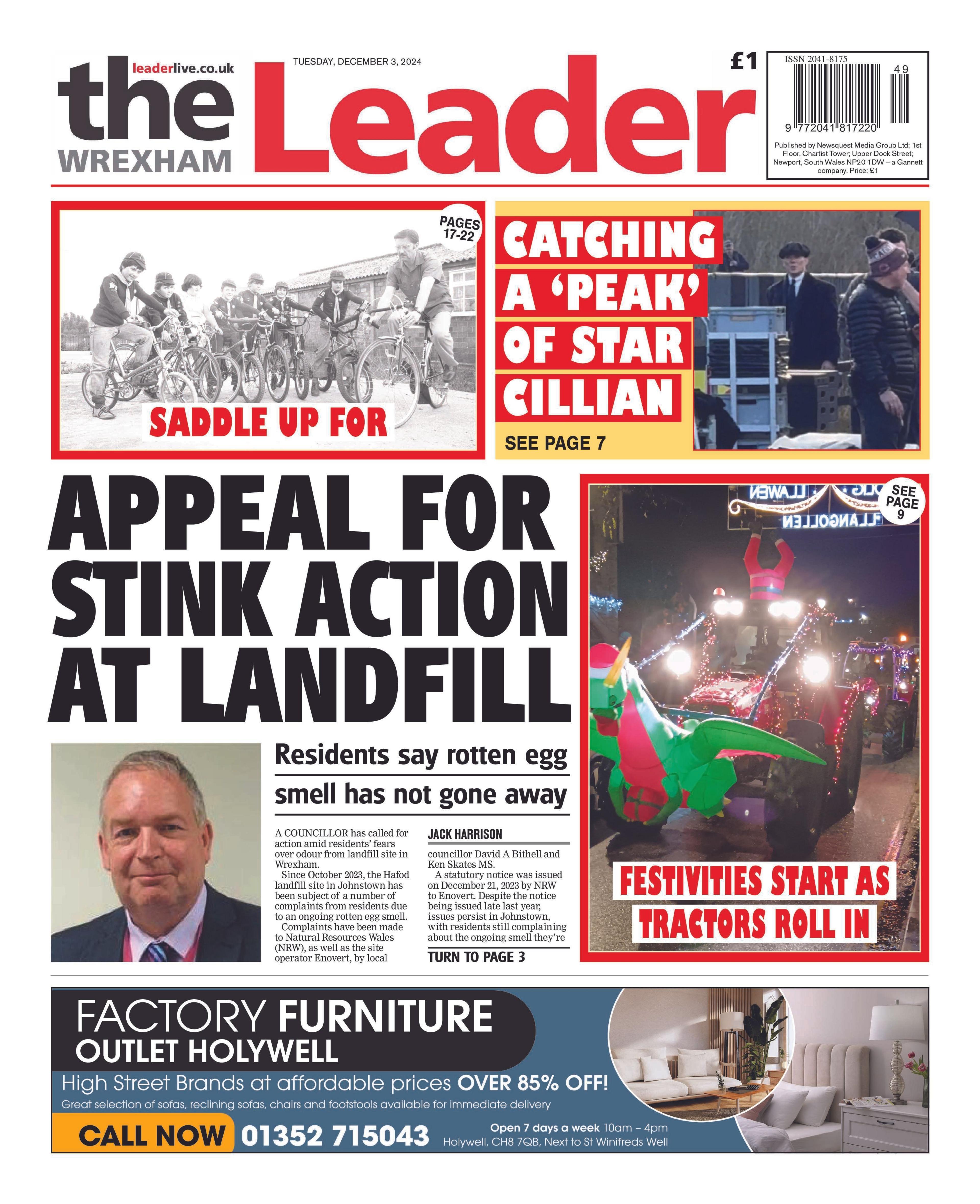 The front page of the Wrexham Leader