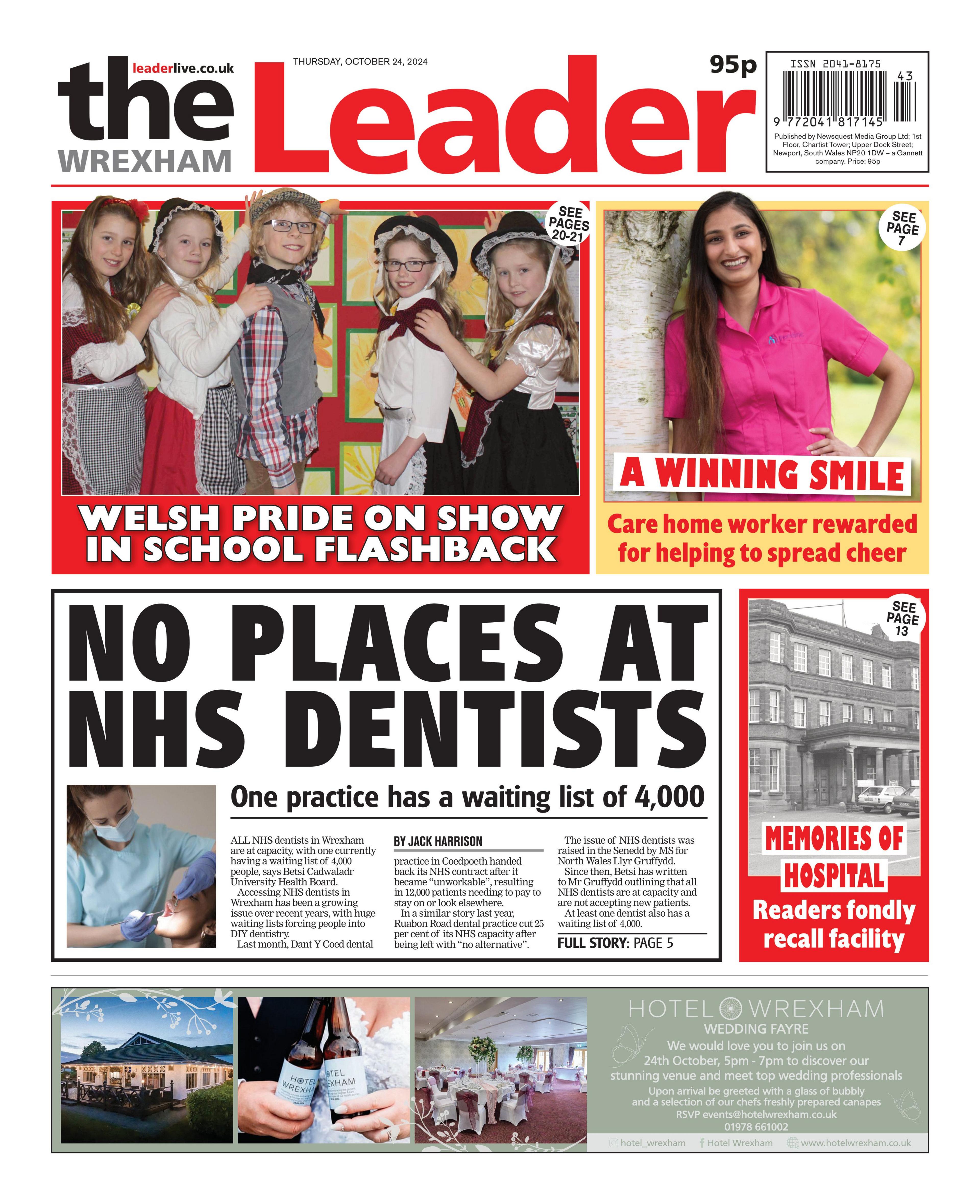 Front page of the Wrexham Leader 