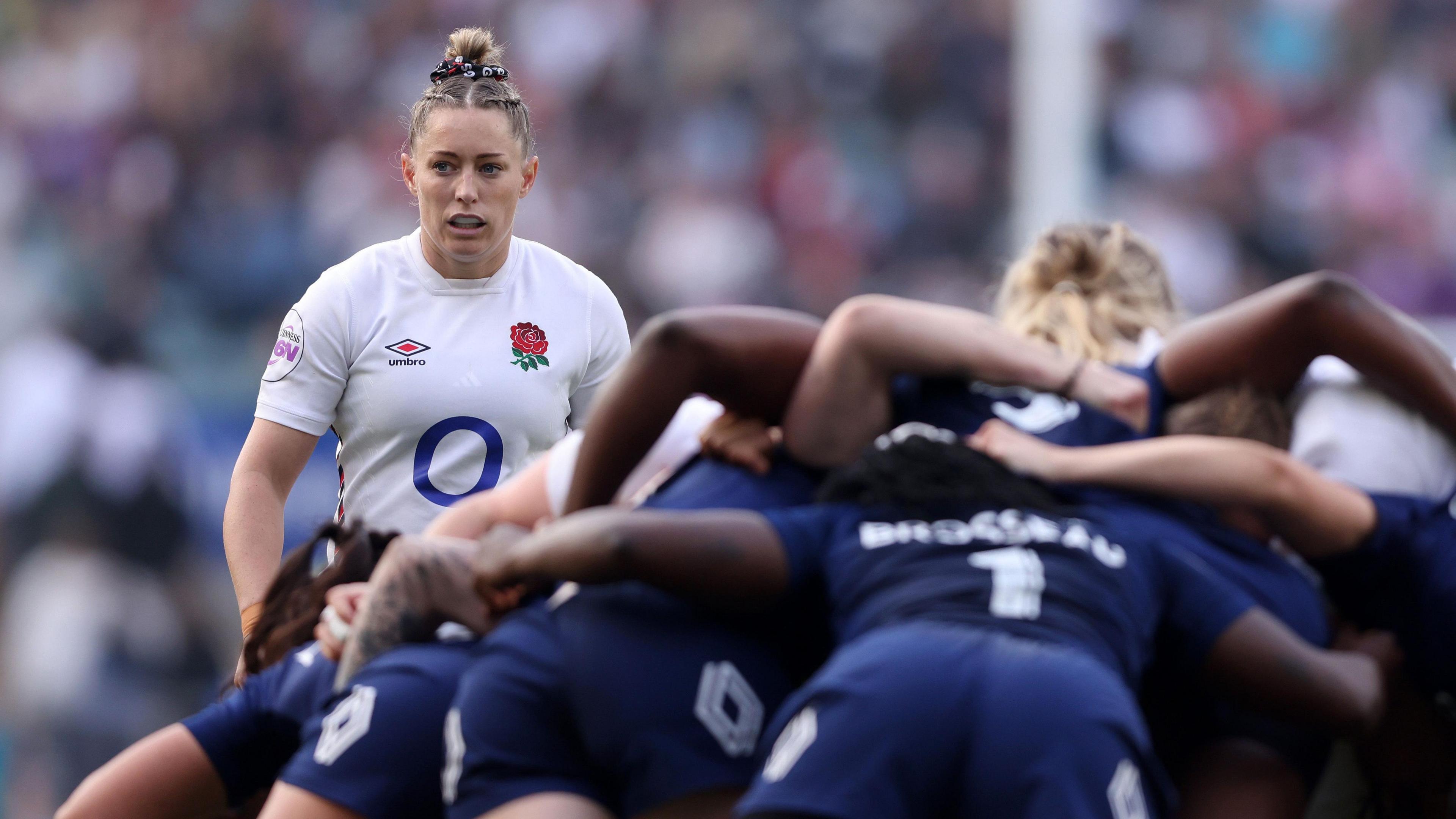Natasha Hunt in action for England