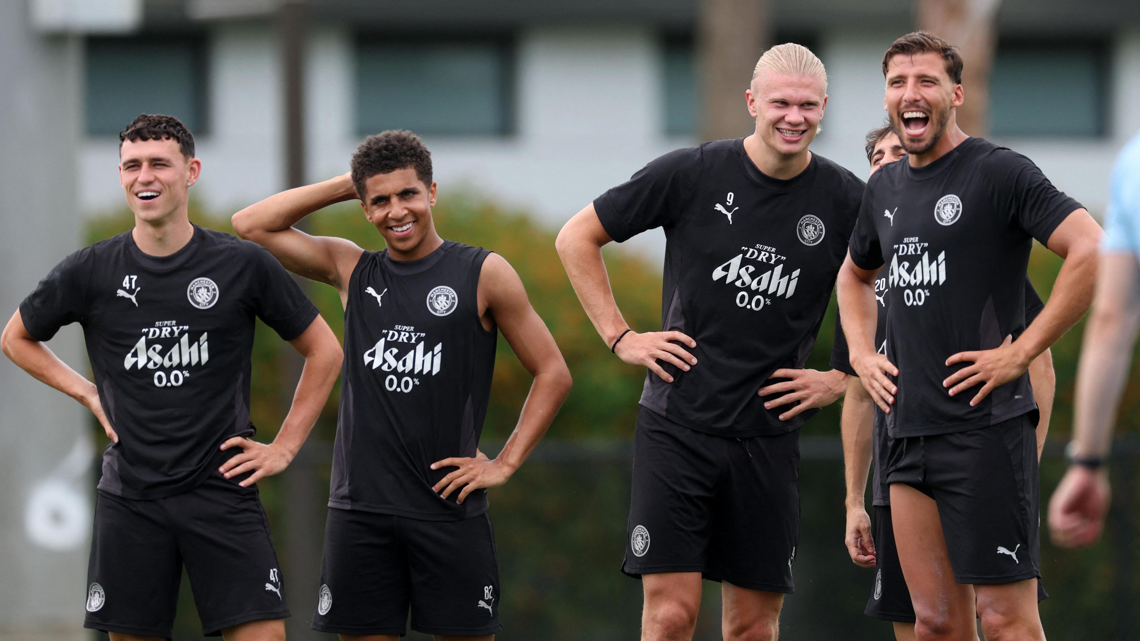 Manchester City players training