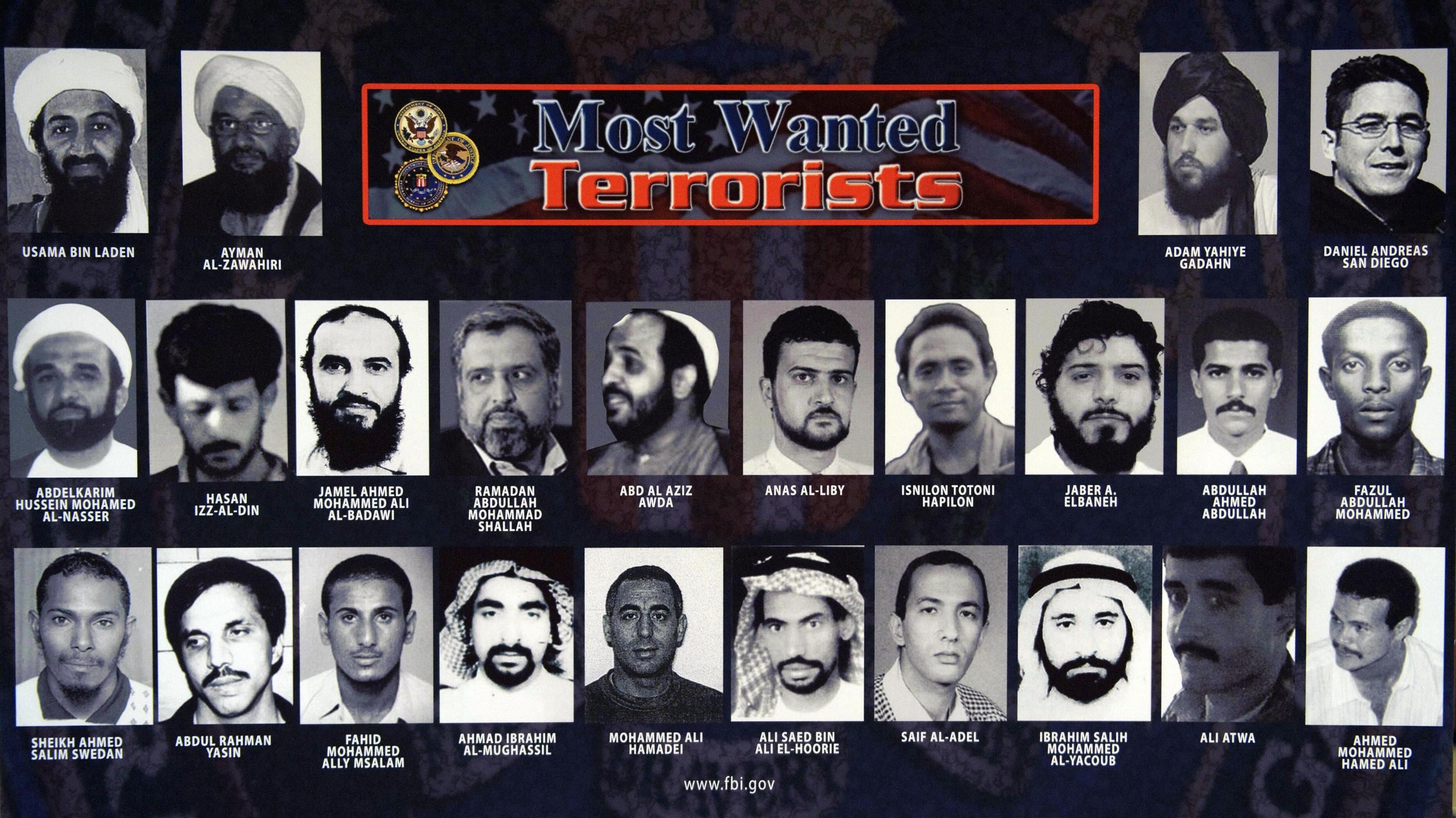 A picture of the FBI's most wanted terrorist list