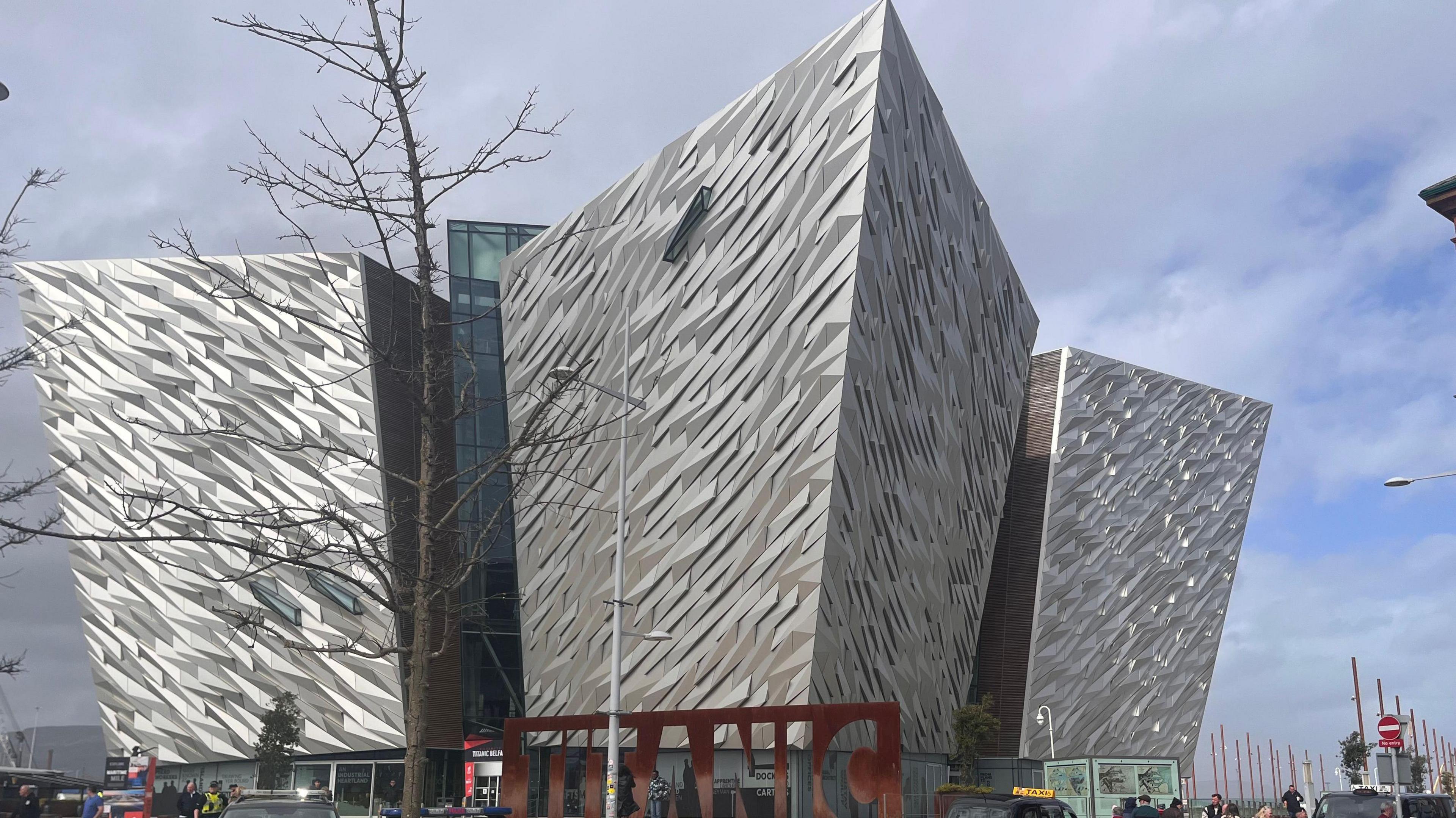 Titanic Belfast, a building made from three tall, geometric, metal-covered structures