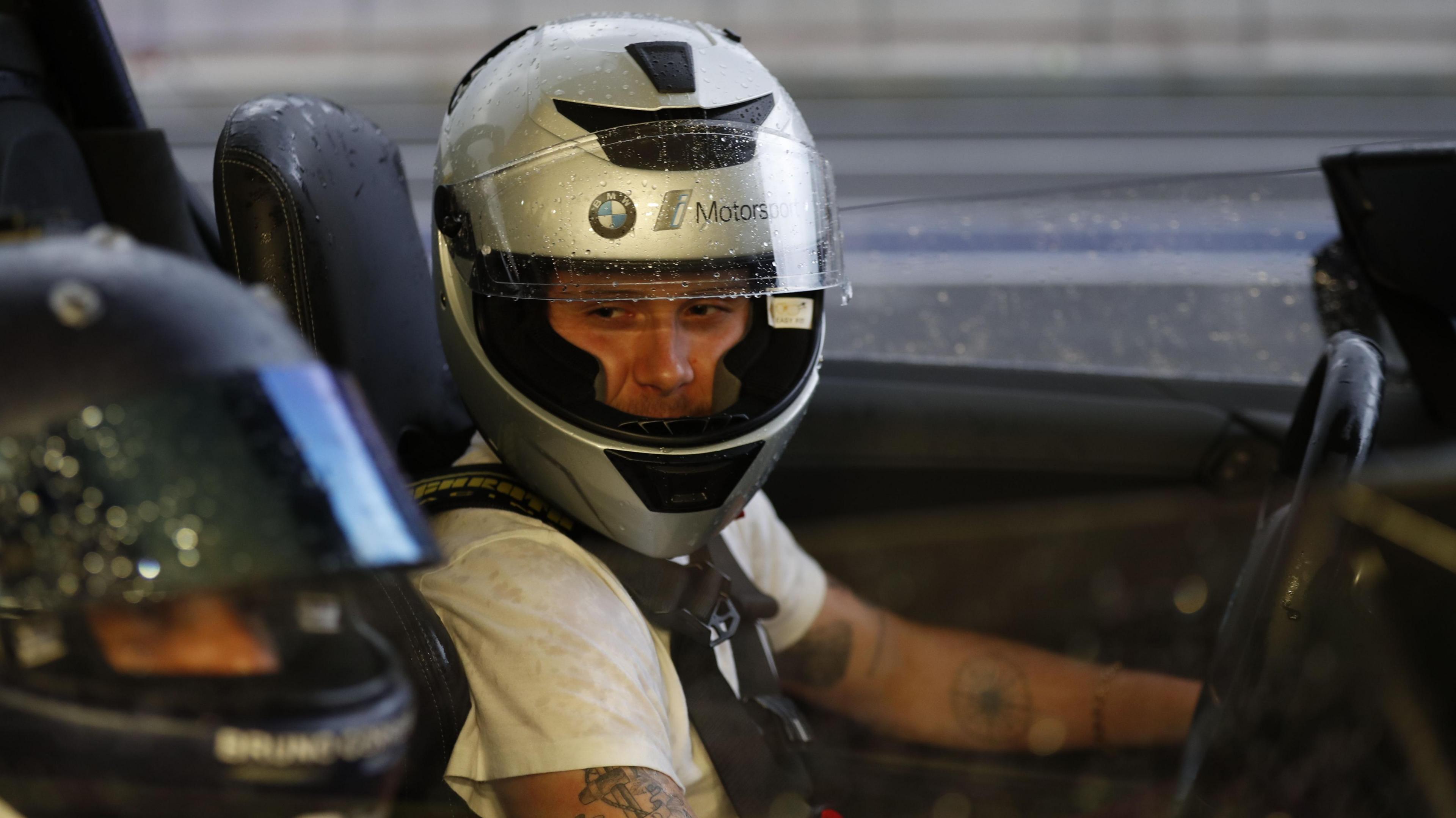 Brooklyn Beckham behind the wheel of a Formula E car at the Mexico E-Prix in 2020