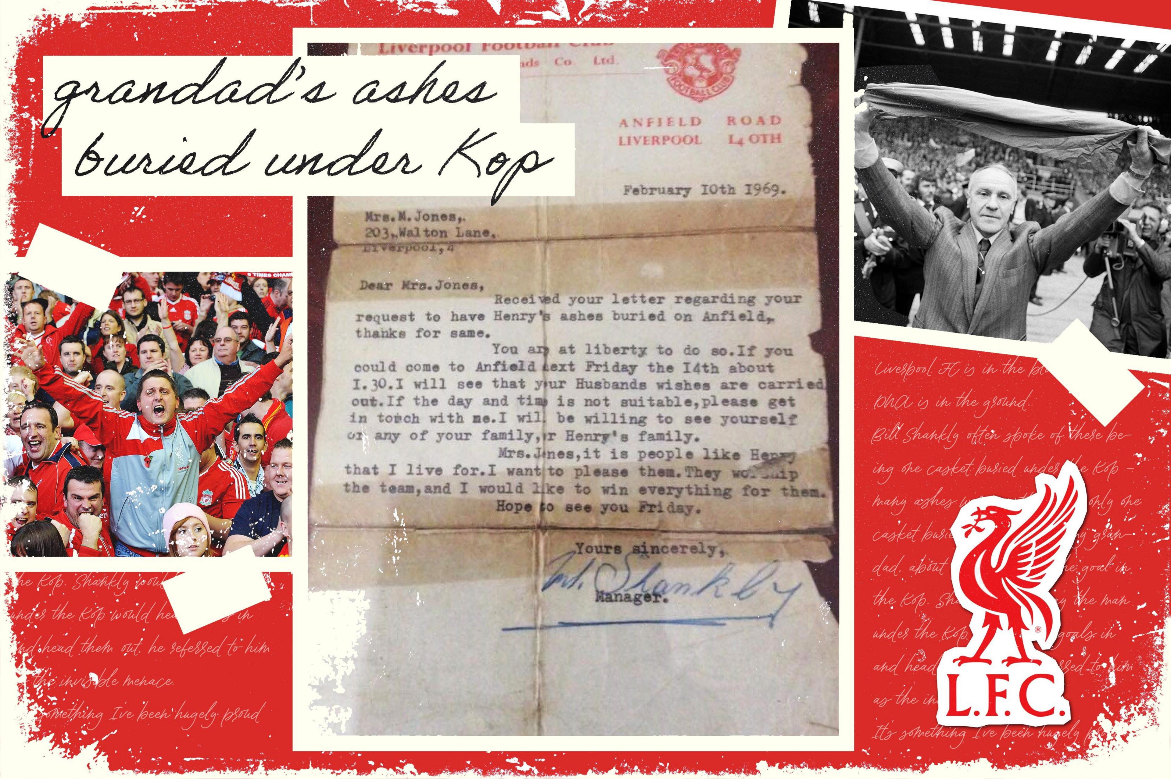 A graphic image of a letter sent by Bill Shankly