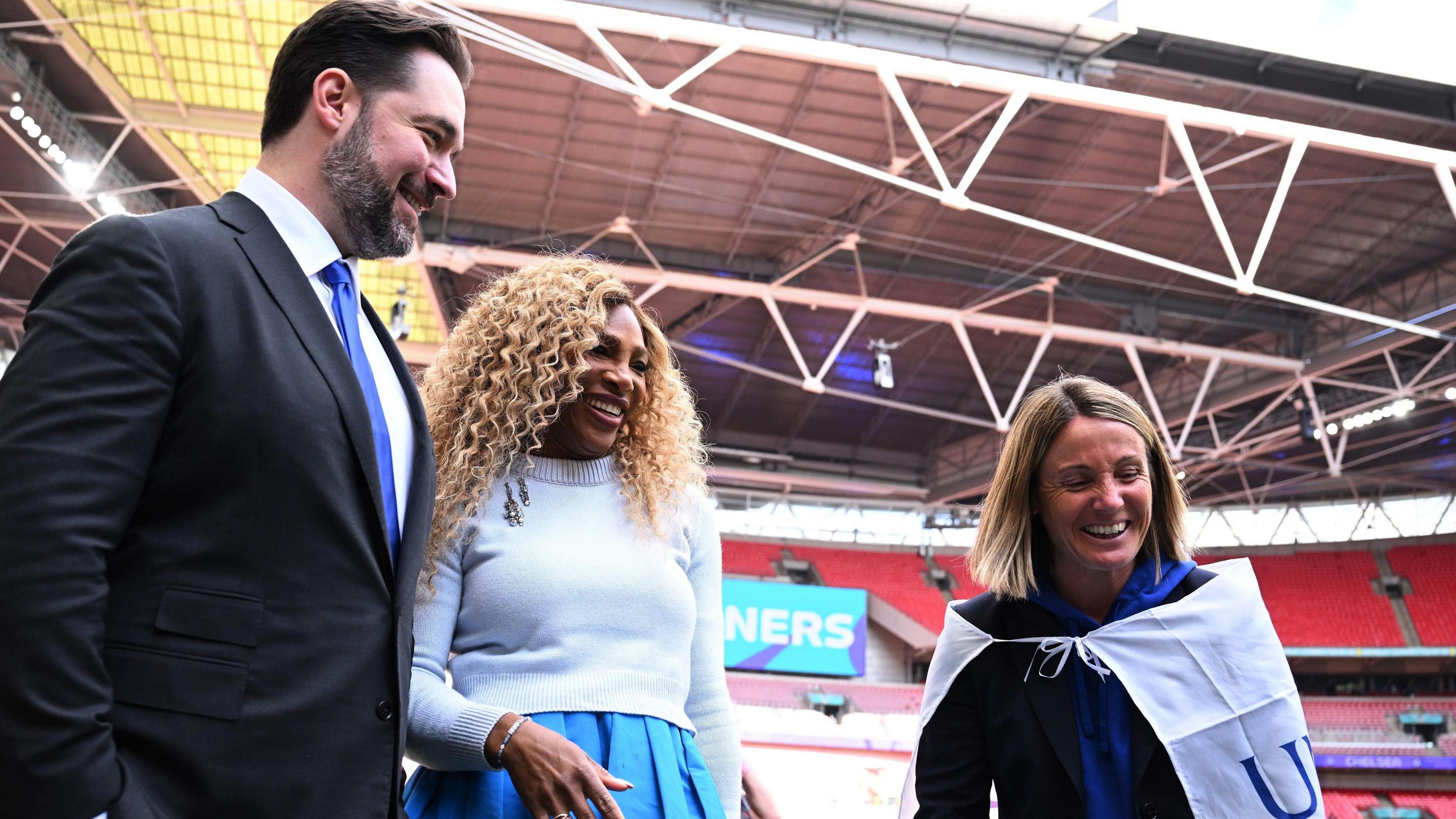 Sonia Bompastor meets new Chelsea investor Alexis Ohanian and his wife and former tennis player Serena Williams