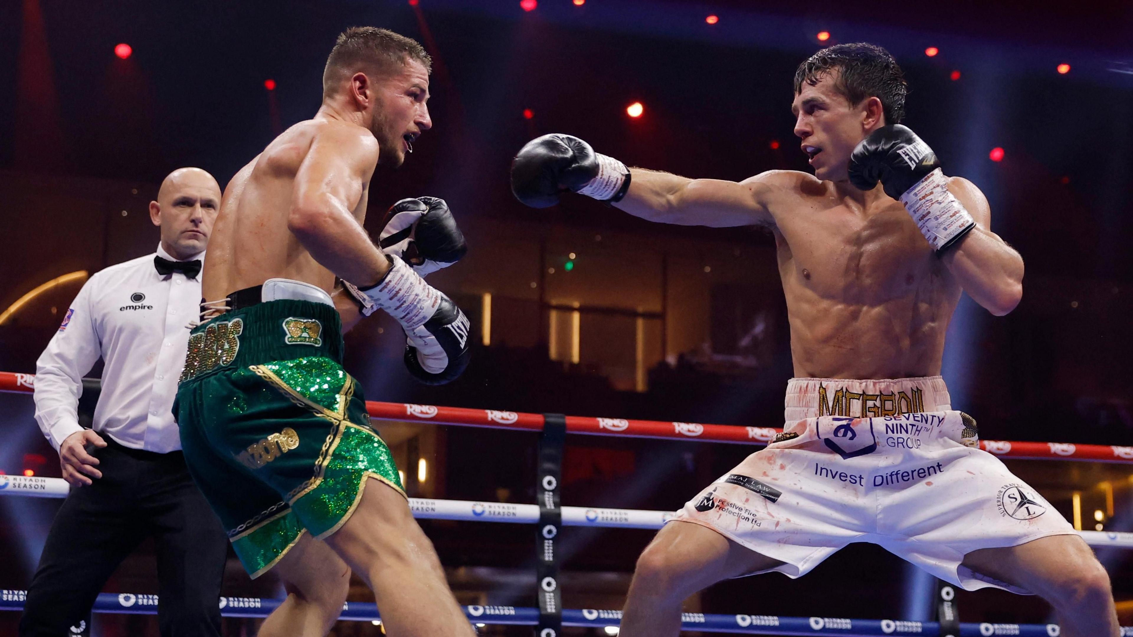 Peter McGrail (R) was cut early but recovered to beat Rhys Edwards by unanimous decision