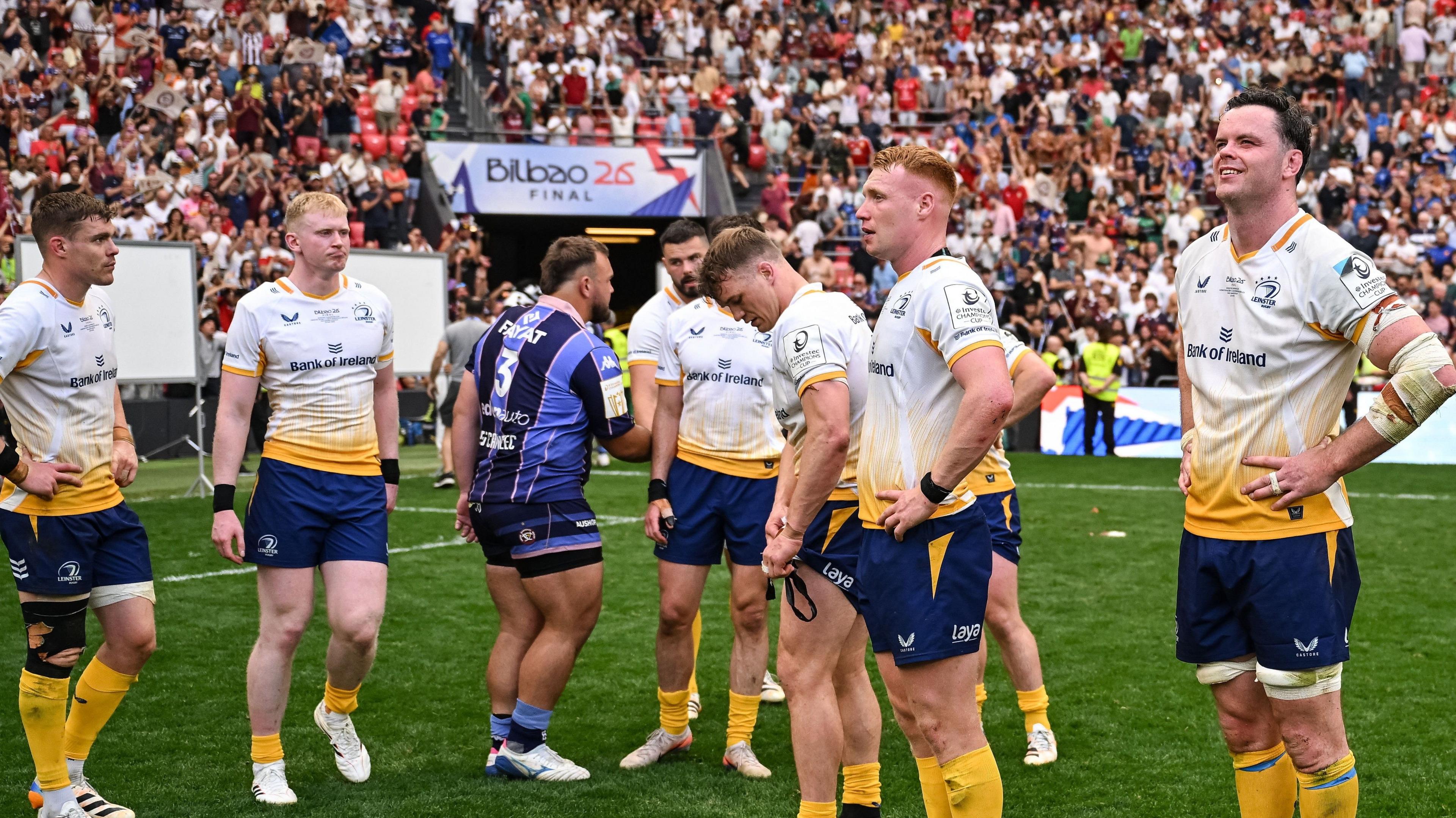 Leinster players dejected at full time