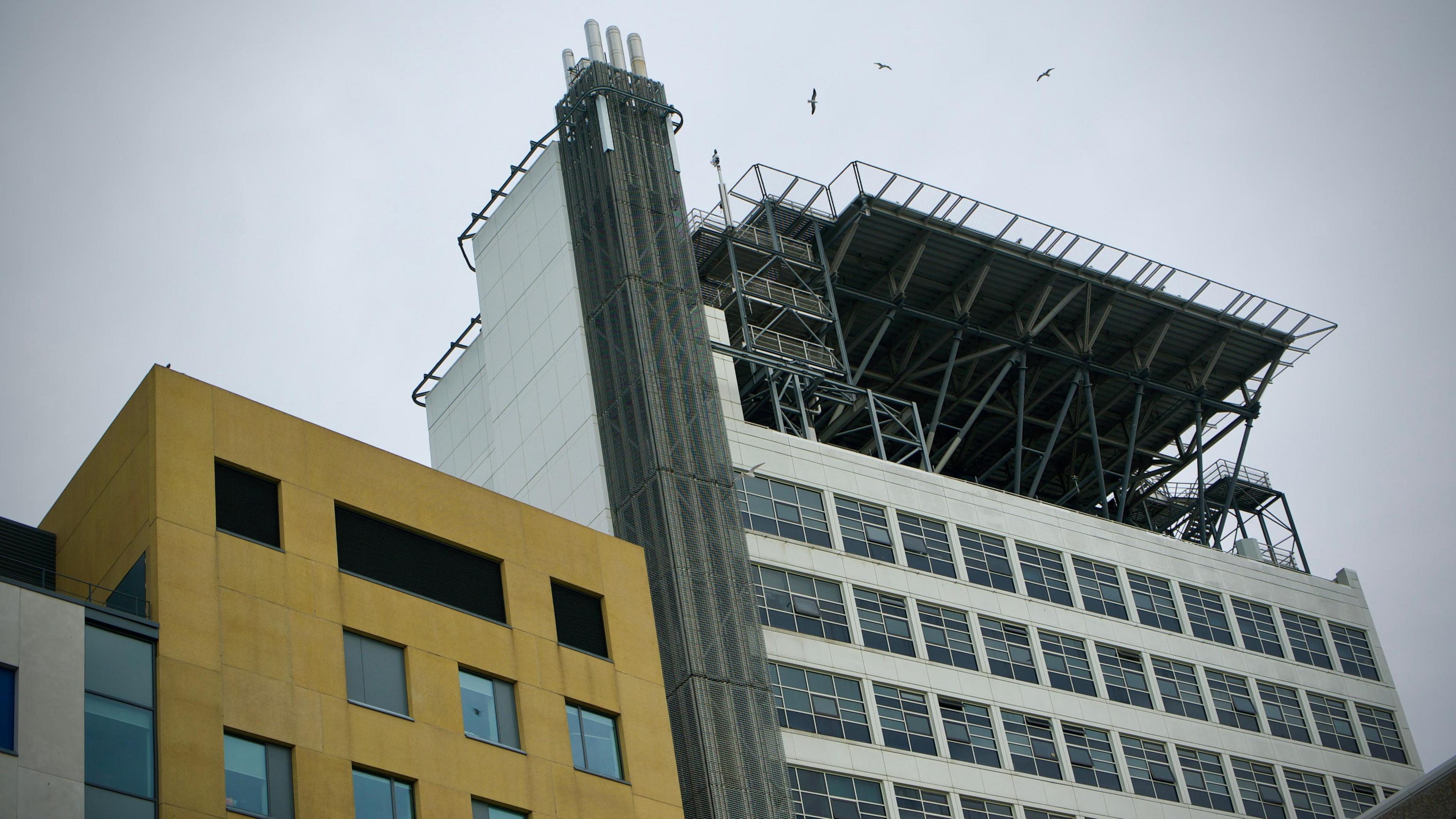 The helipad is on top of a 15-storey tower, above a neonatal intensive care unit for premature and seriously ill babies.