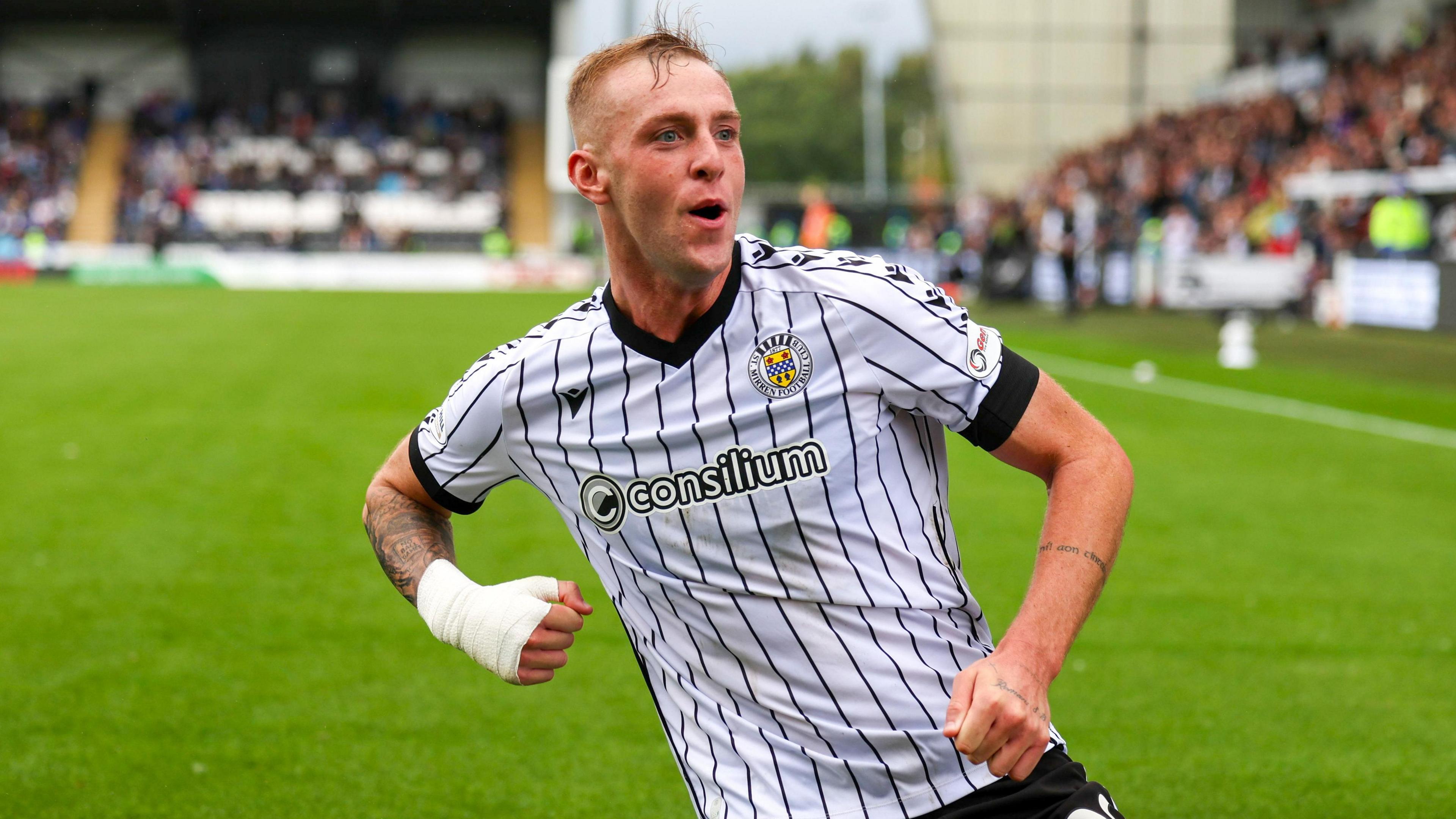 St Mirren's Killian Phillips celebrates