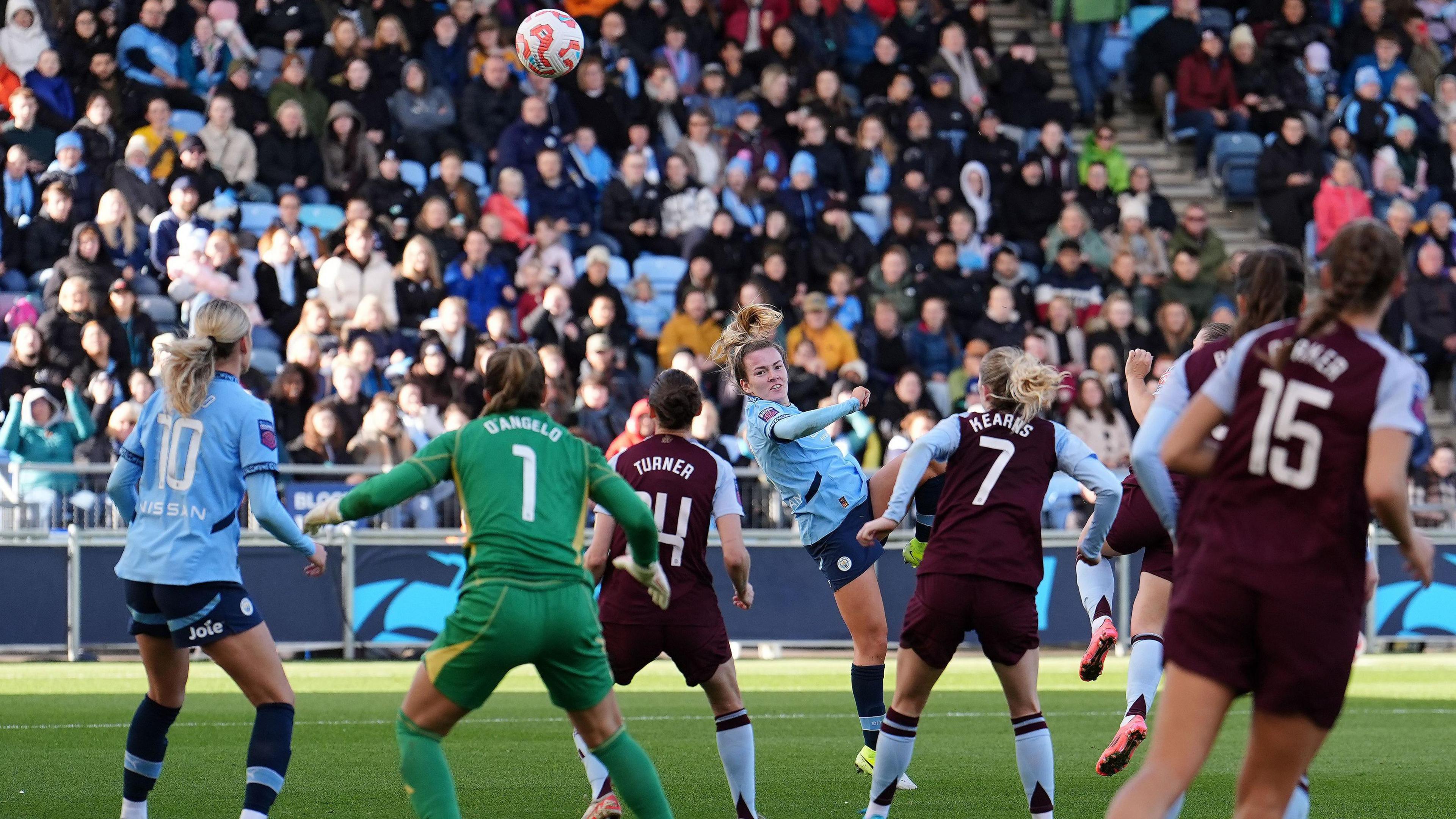 Lauren Hemp scores against Villa