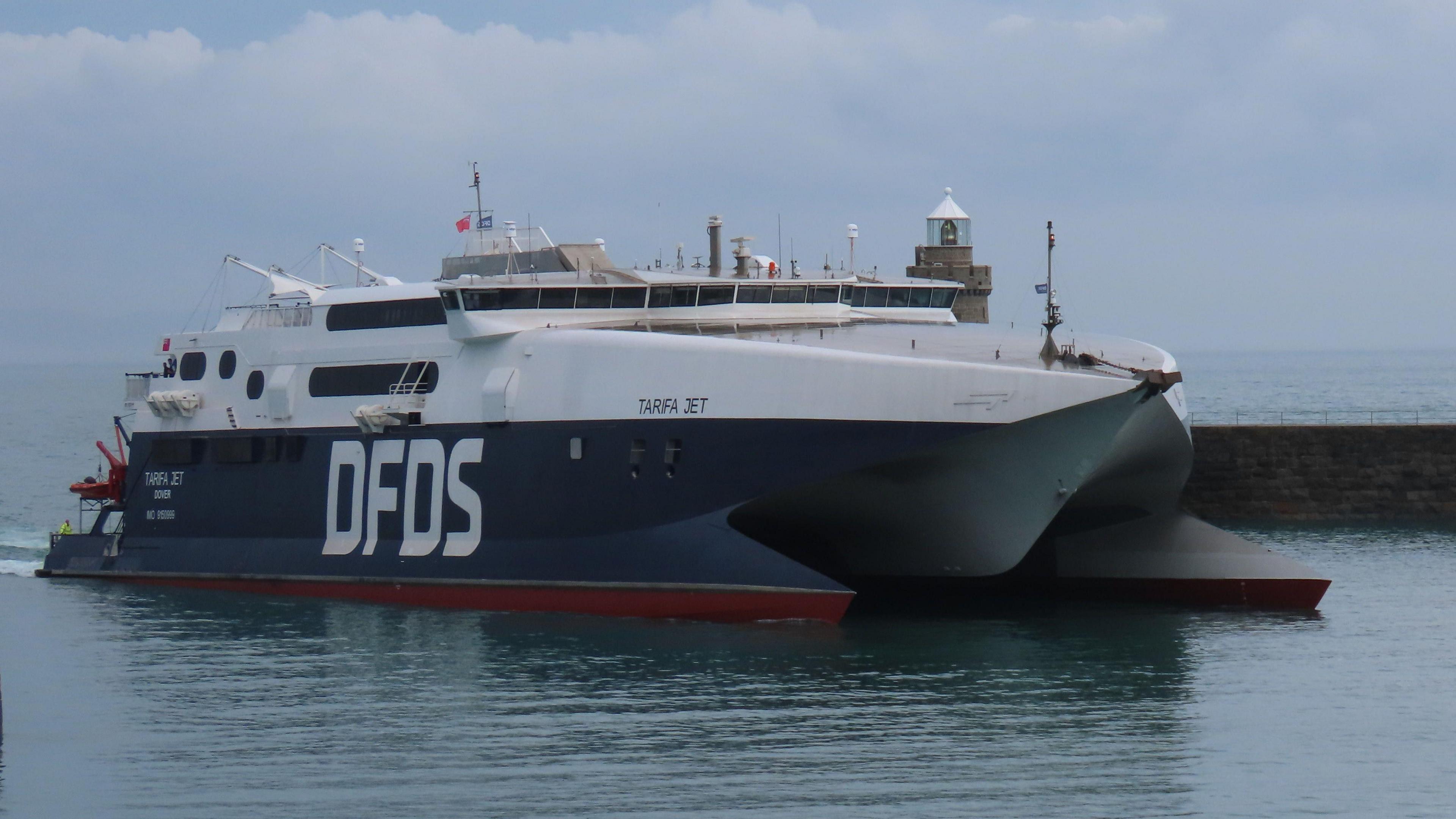 DFDS Tarifa Jet approaching St Peter Port Harbour, Guernsey