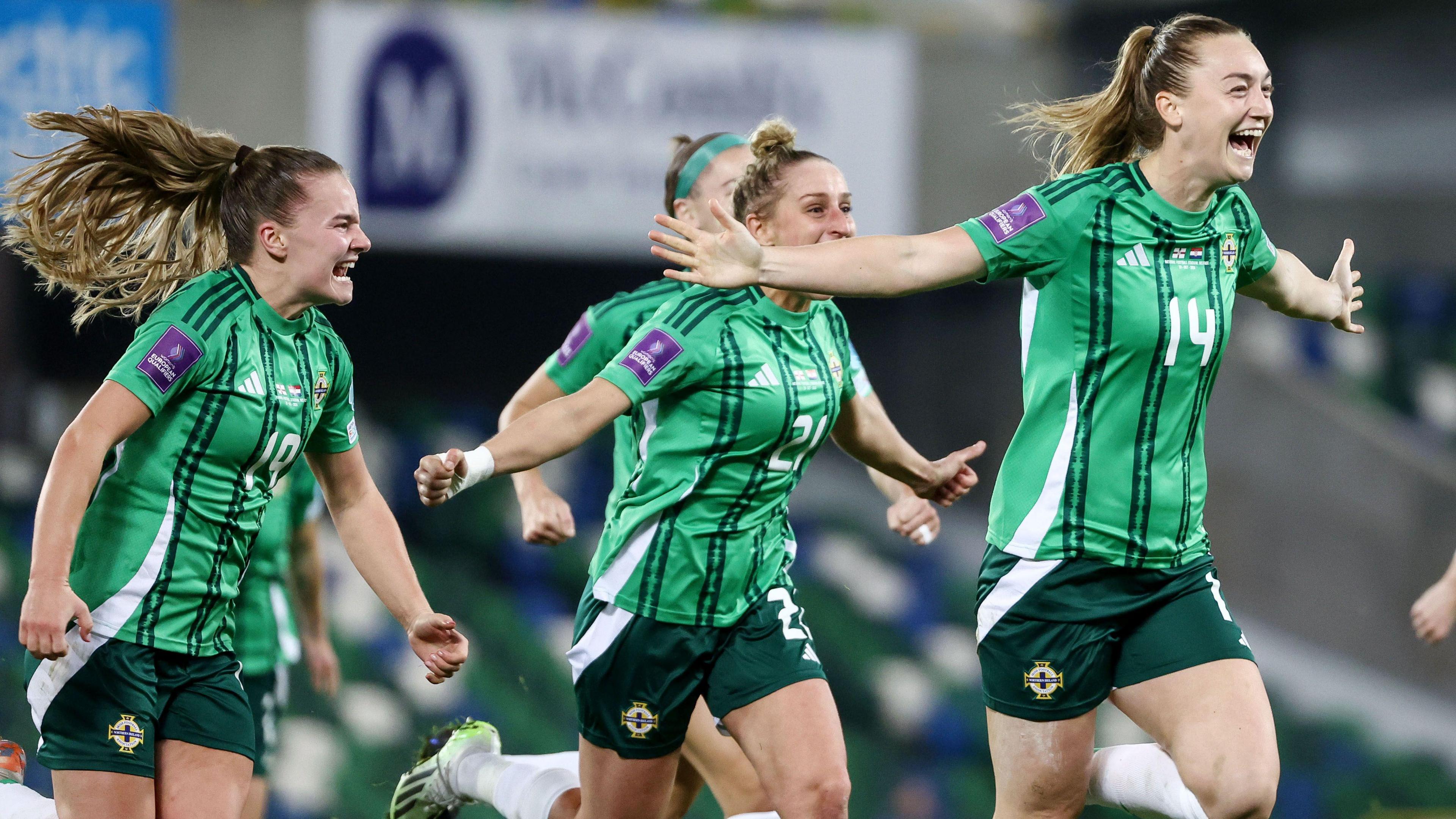 Lauren Wade celebrates a goal