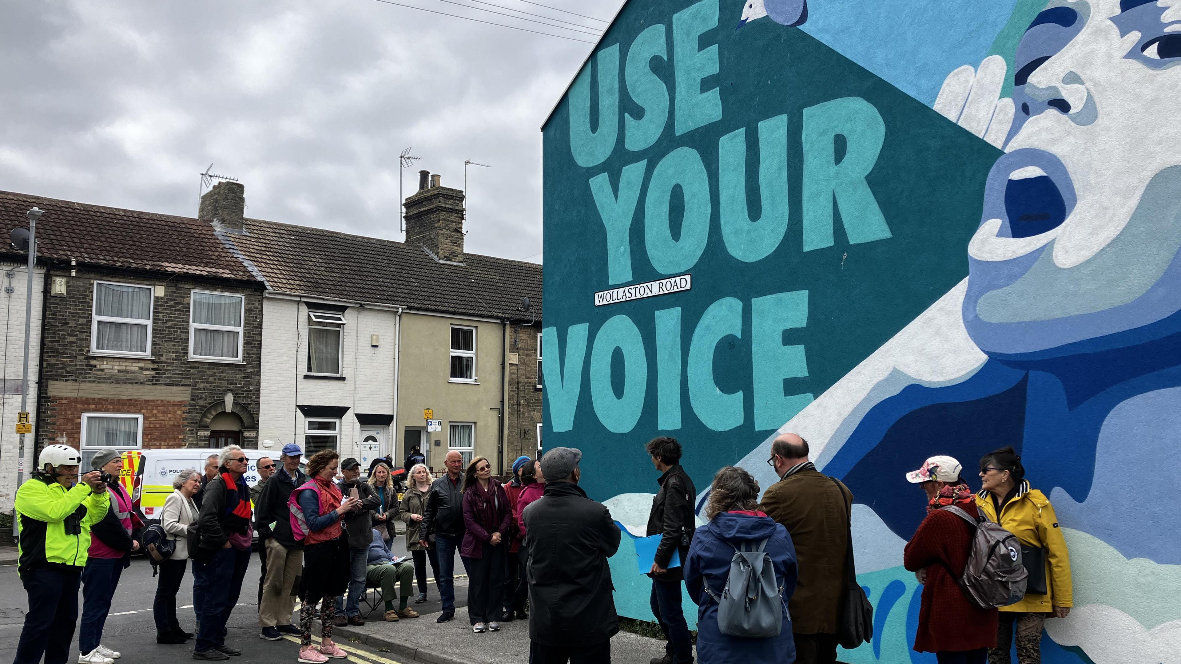 Mural with people