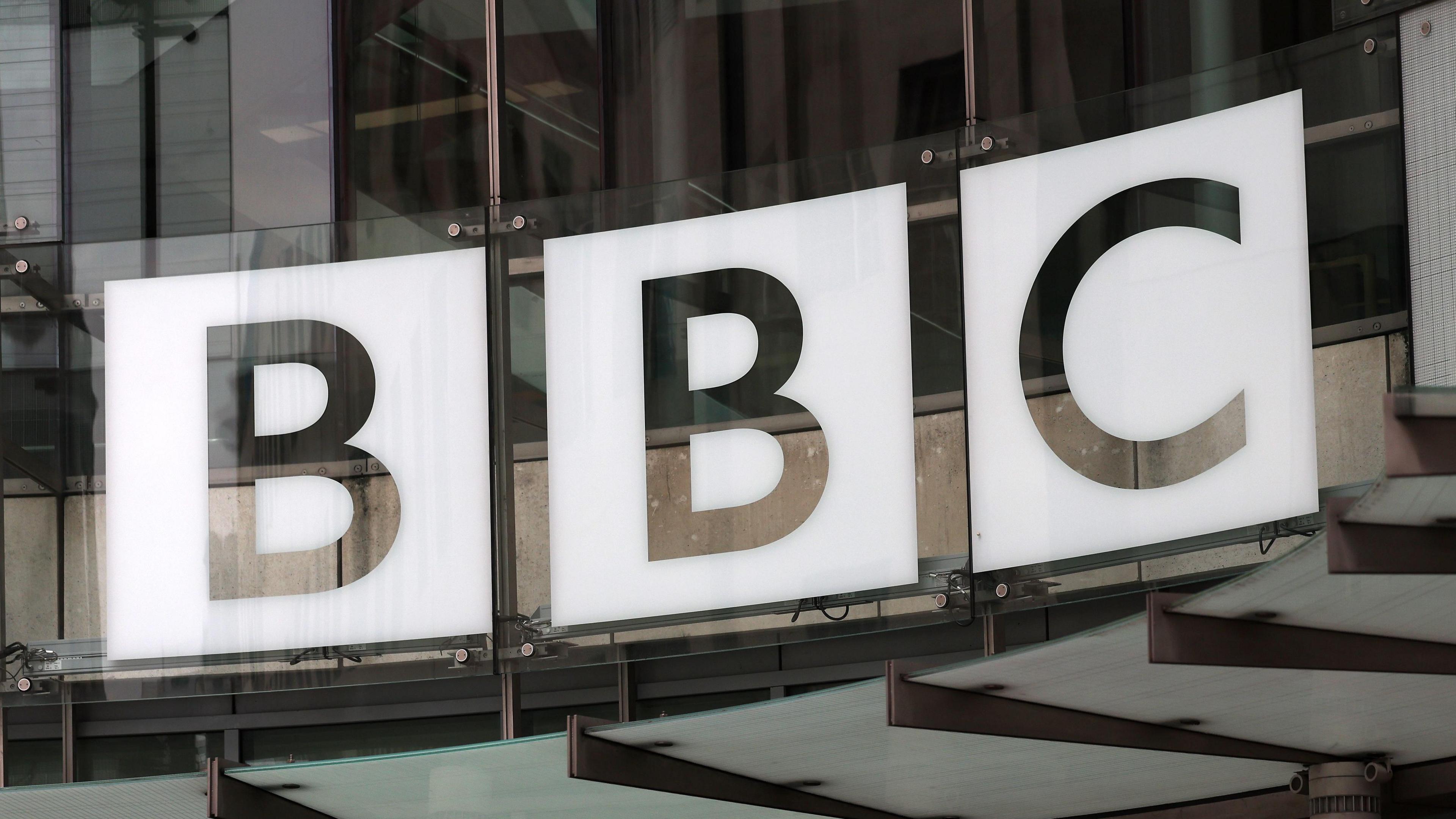 BBC logo on the front of New Broadcasting House