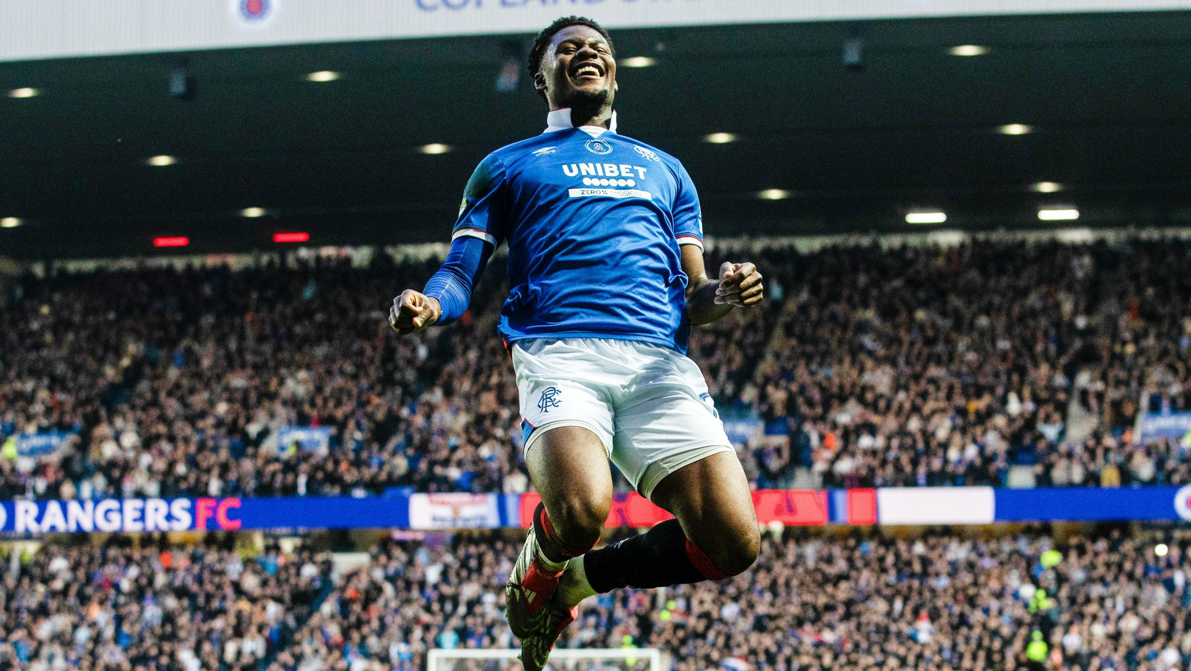 Rangers' Tochi Chukwuani celebrates after scoring