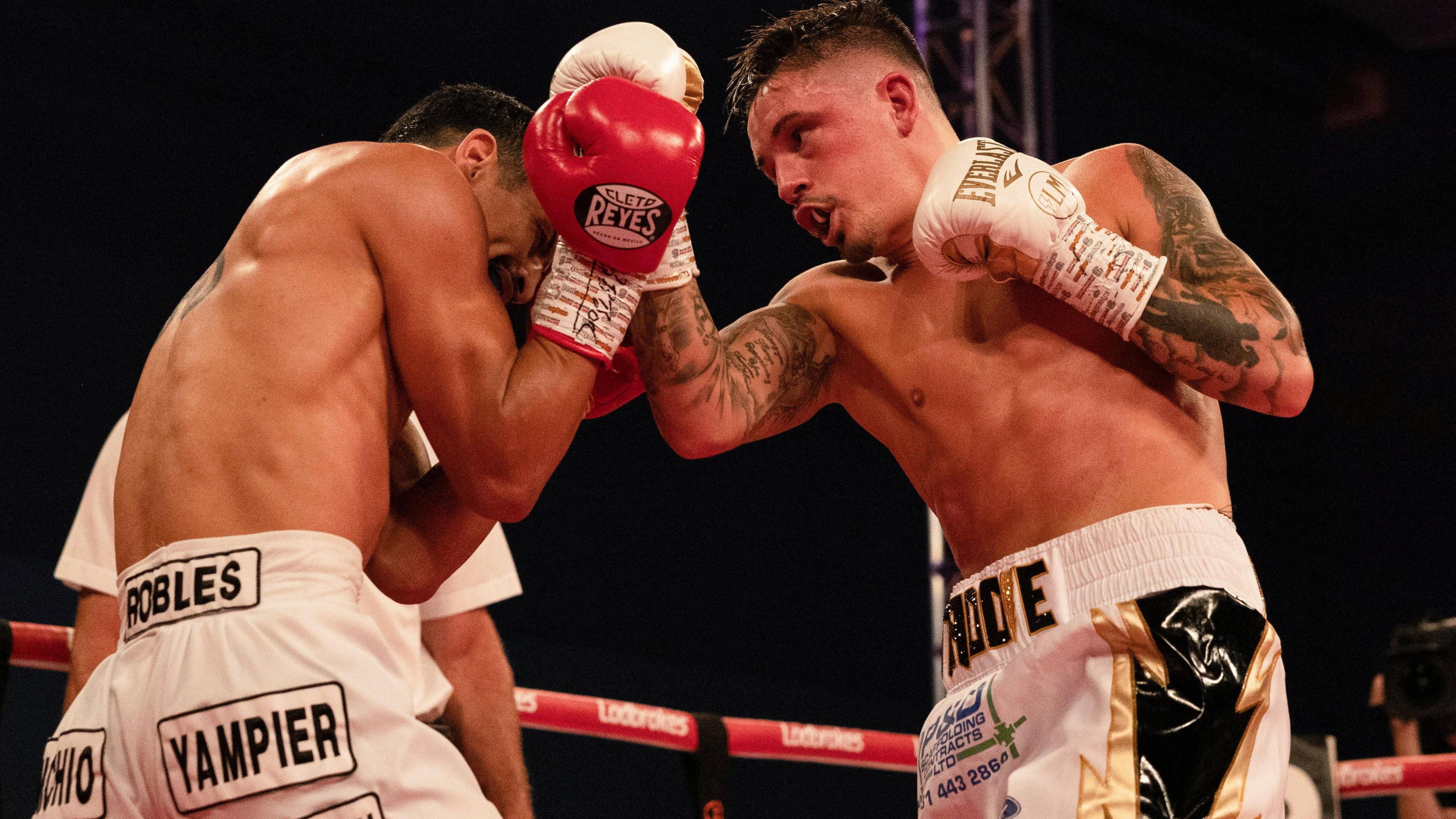 Lee McGregor in action during an IBO super-bantamweight title fight against Erik Robles at Meadowbank Leisure Centre